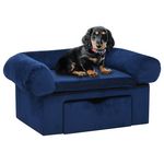 VIDAXL Canape pour chien avec tiroir Bleu 75x50x38 cm Peluche