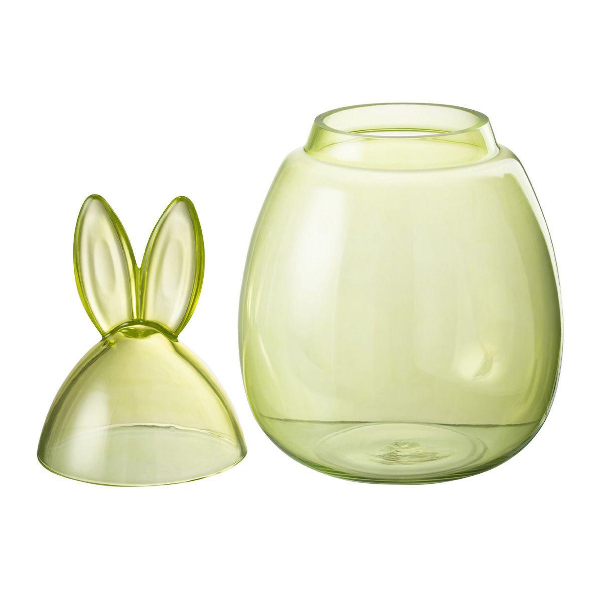 Voir la diapositive 2 : J-LINE Bocal Design en Verre  Lapin  39cm Vert