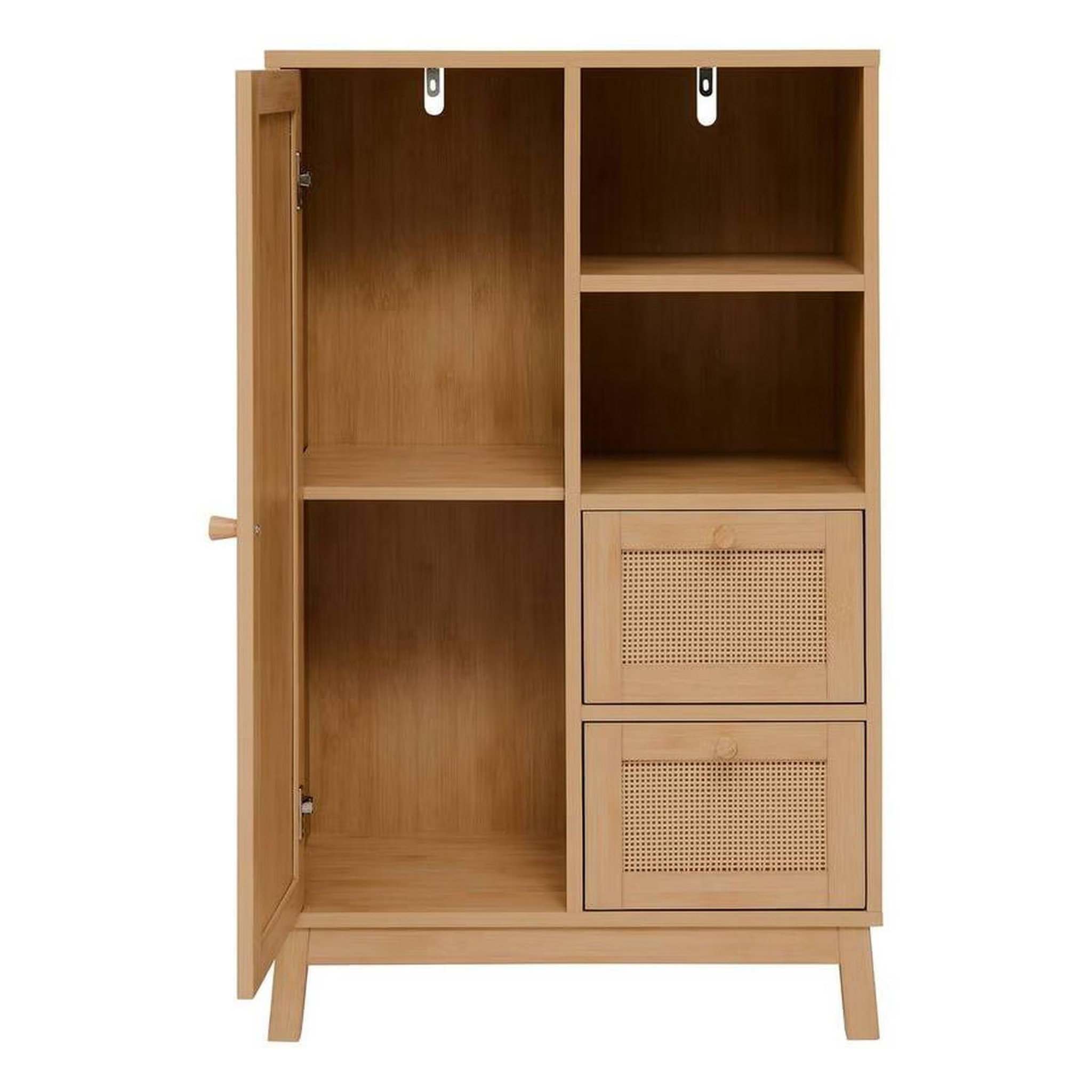 Voir la diapositive 4 : FIVE Meuble de rangement en rotin 2 tiroirs et 1 porte cane - marron