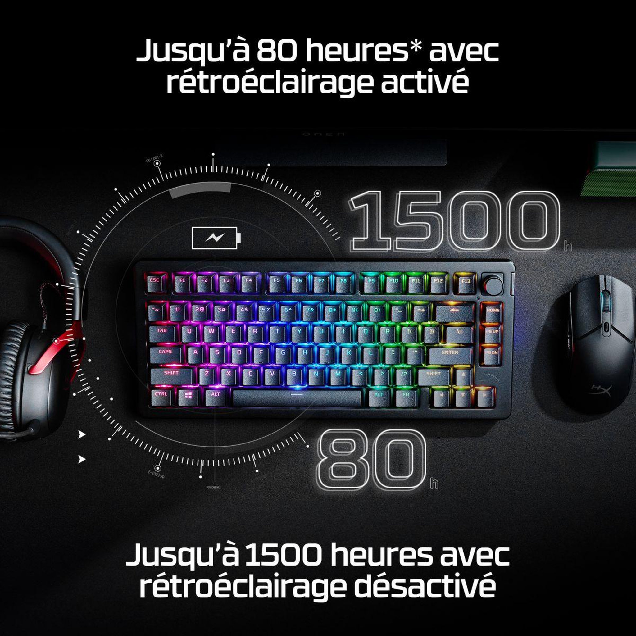 Voir la diapositive 2 : HyperX Clavier gamer Alloy Rise 75