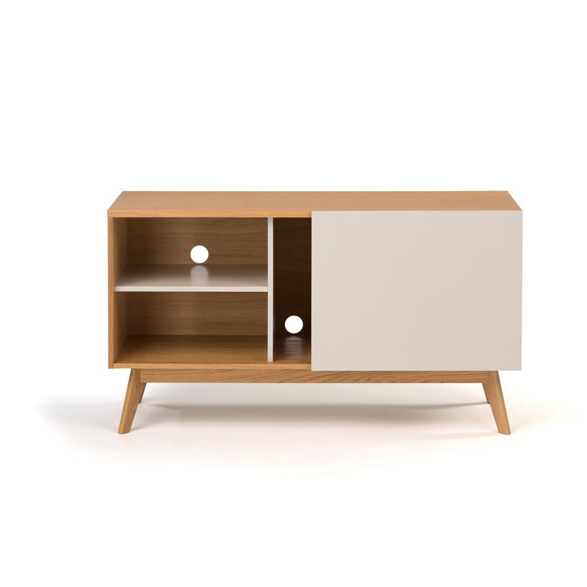Voir la diapositive 4 : Paris Prix Buffet 4 tiroirs & 1 porte  Avon  128cm Chêne & Gris