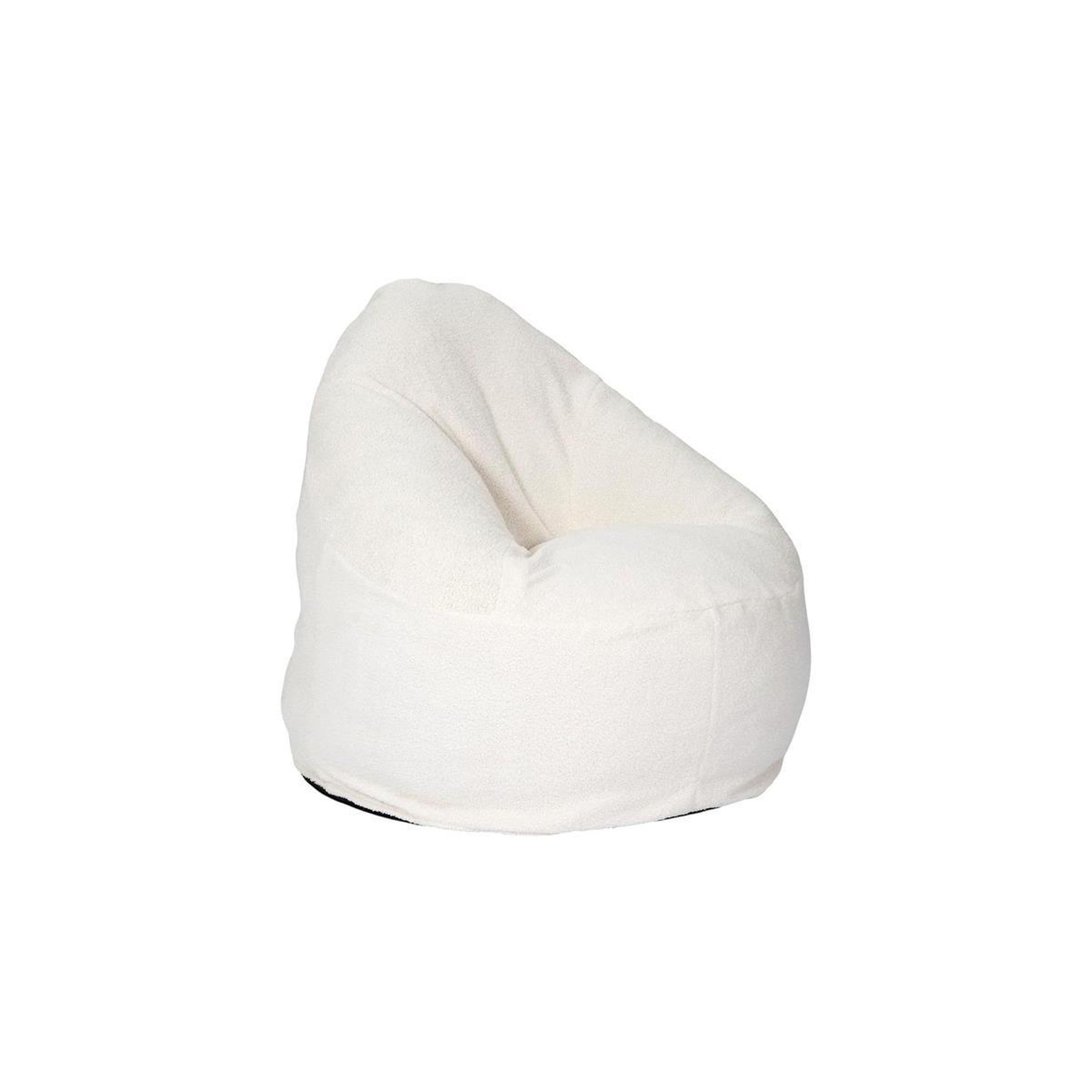 The Home Deco Factory Fauteuil Poire Compressé  Bouclette  90cm Blanc