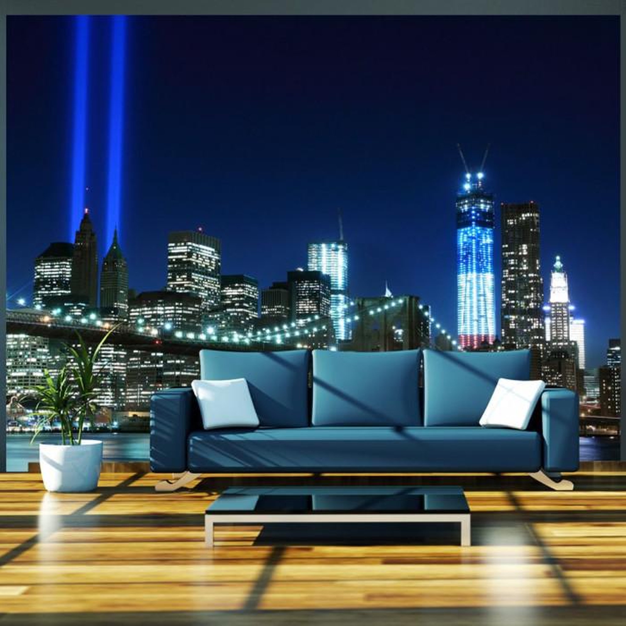 Paris Prix Papier Peint  Floodlights Over NYC. Coloris disponibles : Multicolore