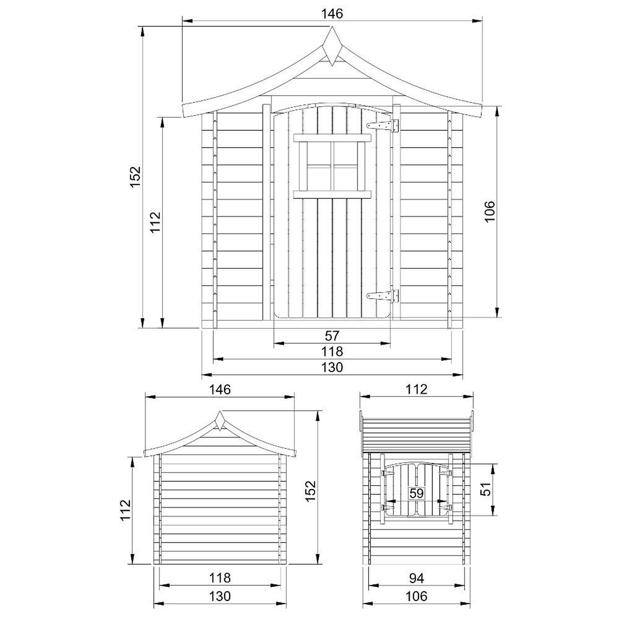 Voir la diapositive 4 : TIMBELA Maison en bois pour enfants sans plancher, maison de jeux pour l'extérieur 112x146xh152cm m550-1