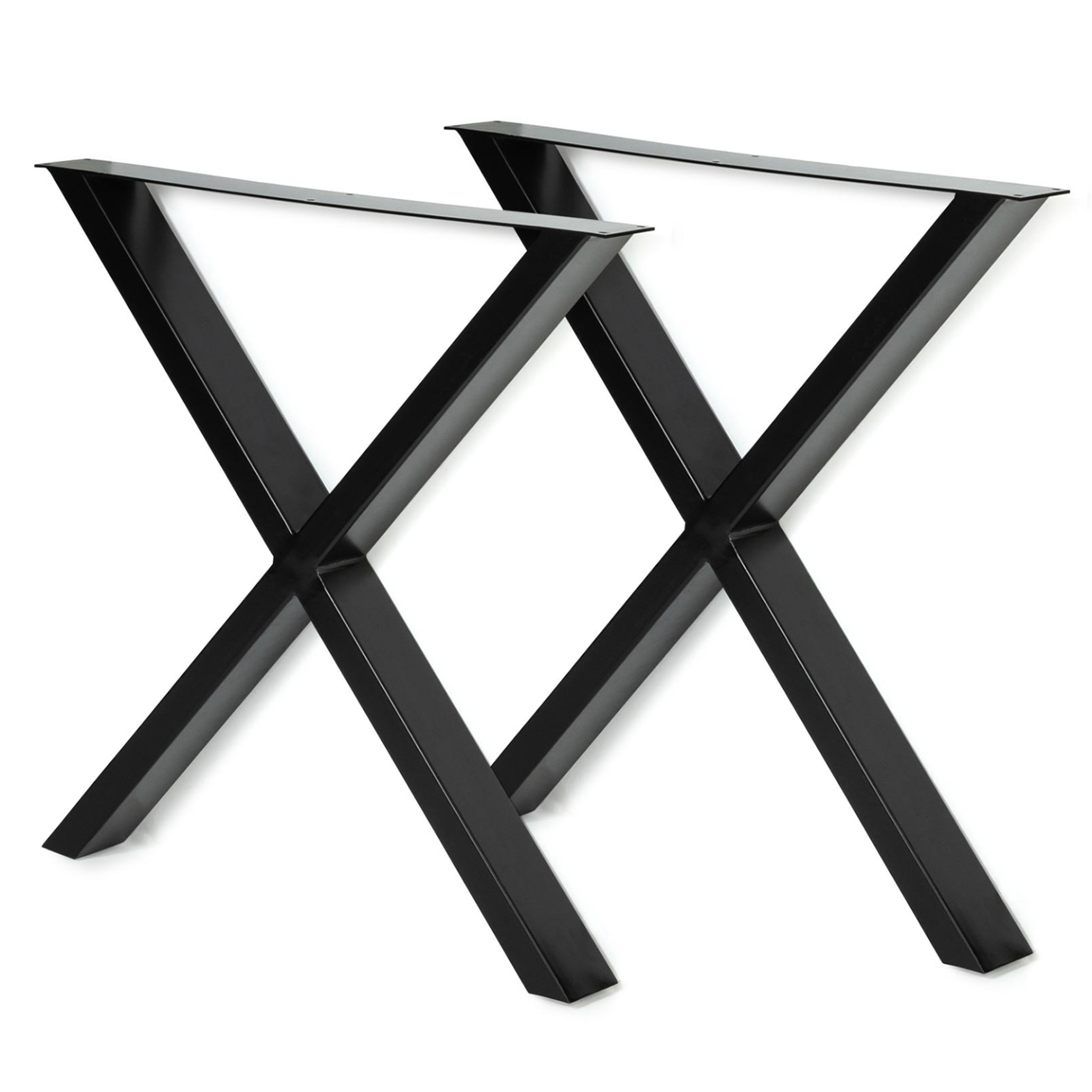ID MARKET Lot de 2 pieds de table forme x 72x73 cm noir design industriel