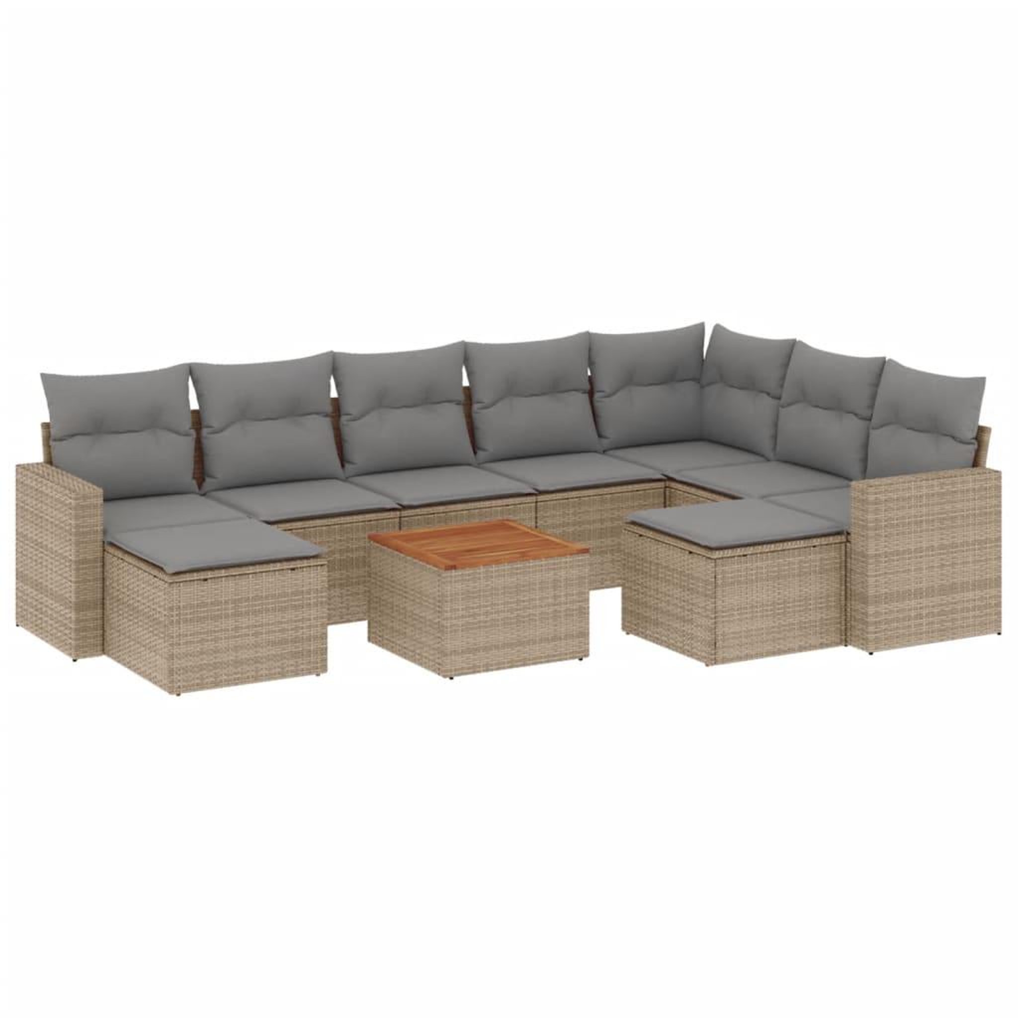 Voir la diapositive 2 : VIDAXL Salon de jardin avec coussins 10 pcs beige resine tressee