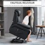 HOMCOM Fauteuil releveur inclinable avec repose-pied ajustable - fauteuil de relaxation électrique - revêtement synthétique noir
