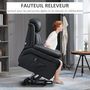 Voir la diapositive 5 : HOMCOM Fauteuil releveur inclinable avec repose-pied ajustable - fauteuil de relaxation électrique - revêtement synthétique noir