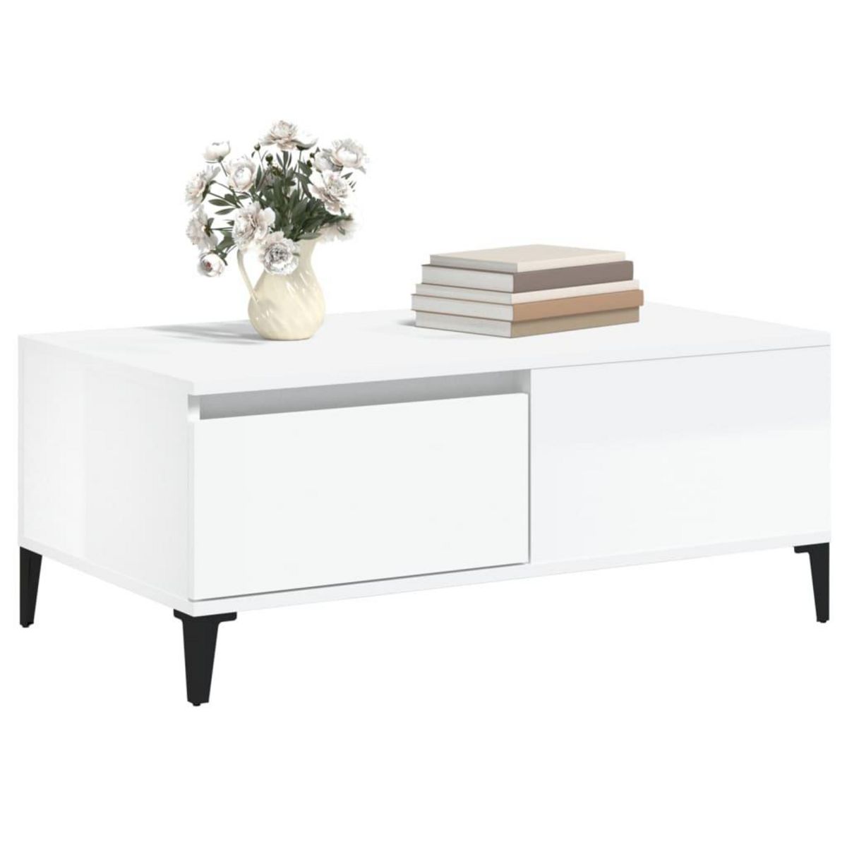 VIDAXL Table basse Blanc brillant 90x50x36,5 cm Bois d'ingenierie
