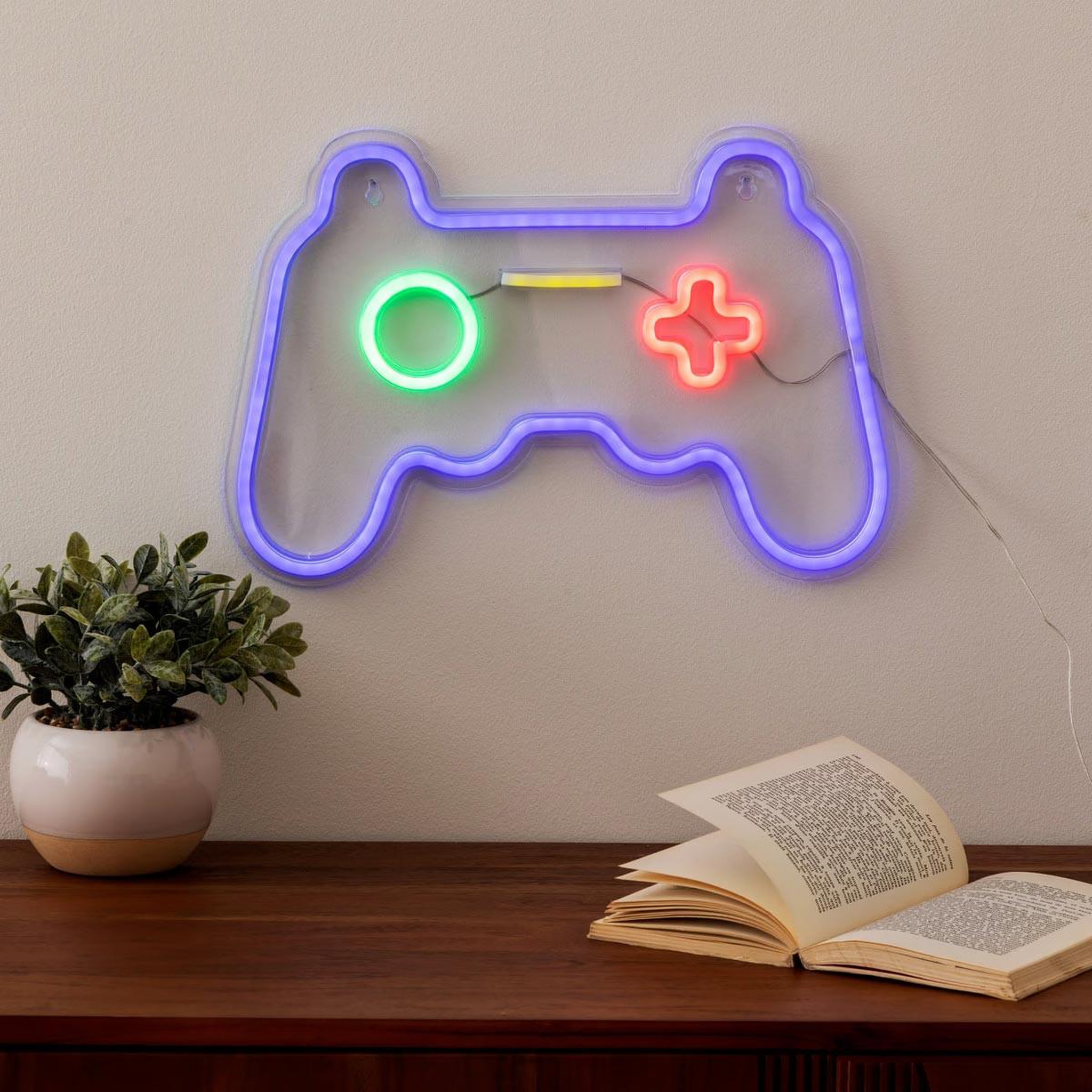 Voir la diapositive 6 : ATMOSPHERA Lampe Murale Néon LED  Manette de Jeu  41cm Bleu