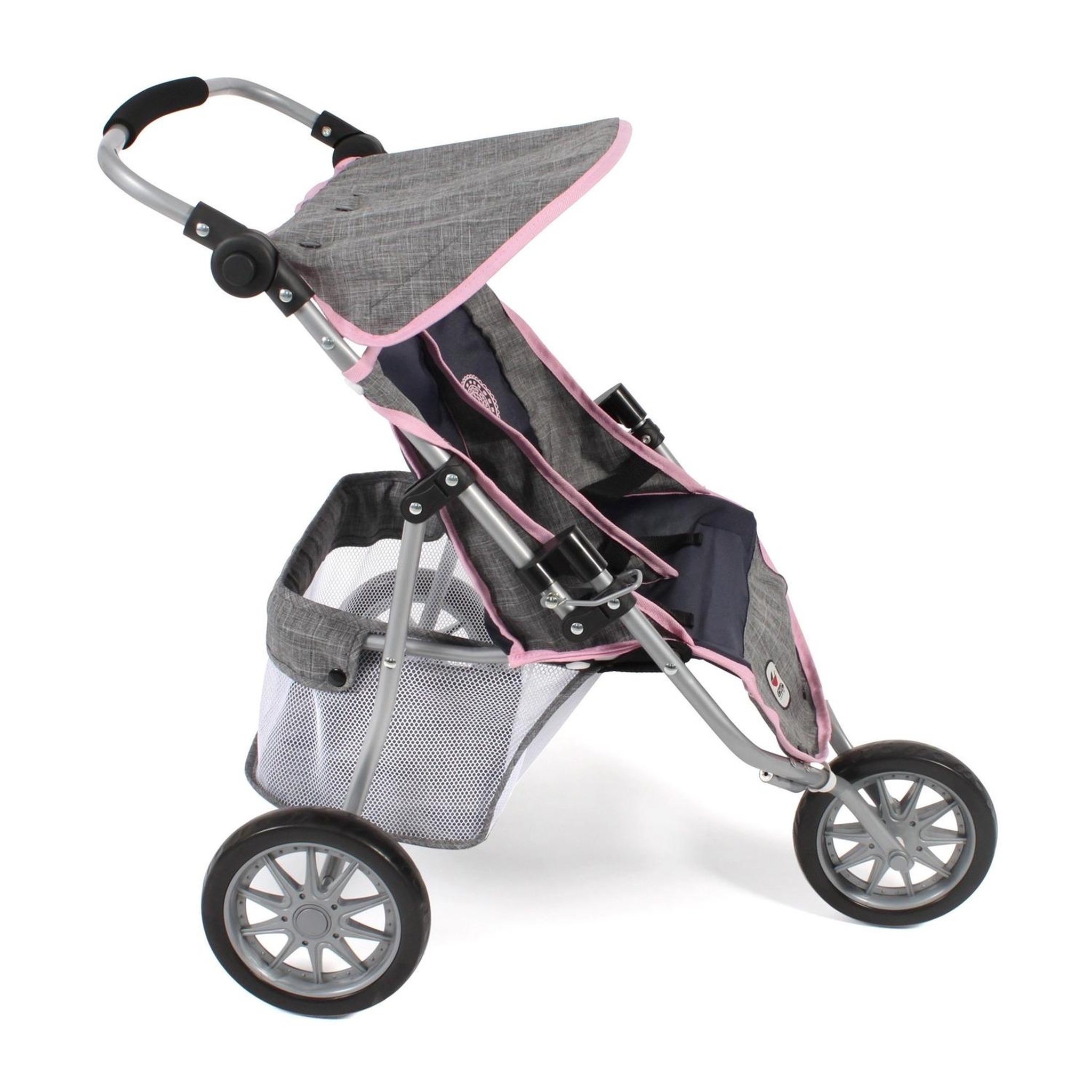 Voir la diapositive 2 : BAYER CHIC 2000 Poussette Jogger 3 roues pour poupées jumelles gris bleu marine