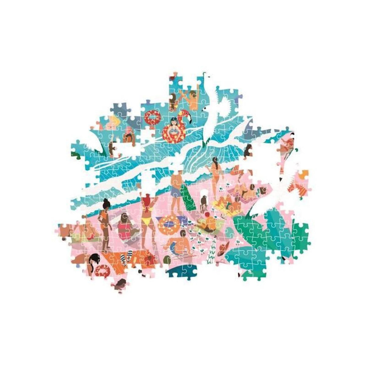 CLEMENTONI Puzzle 1000 pièces Compact Sunday at the Beach – Puzzle adulte – Clementoni