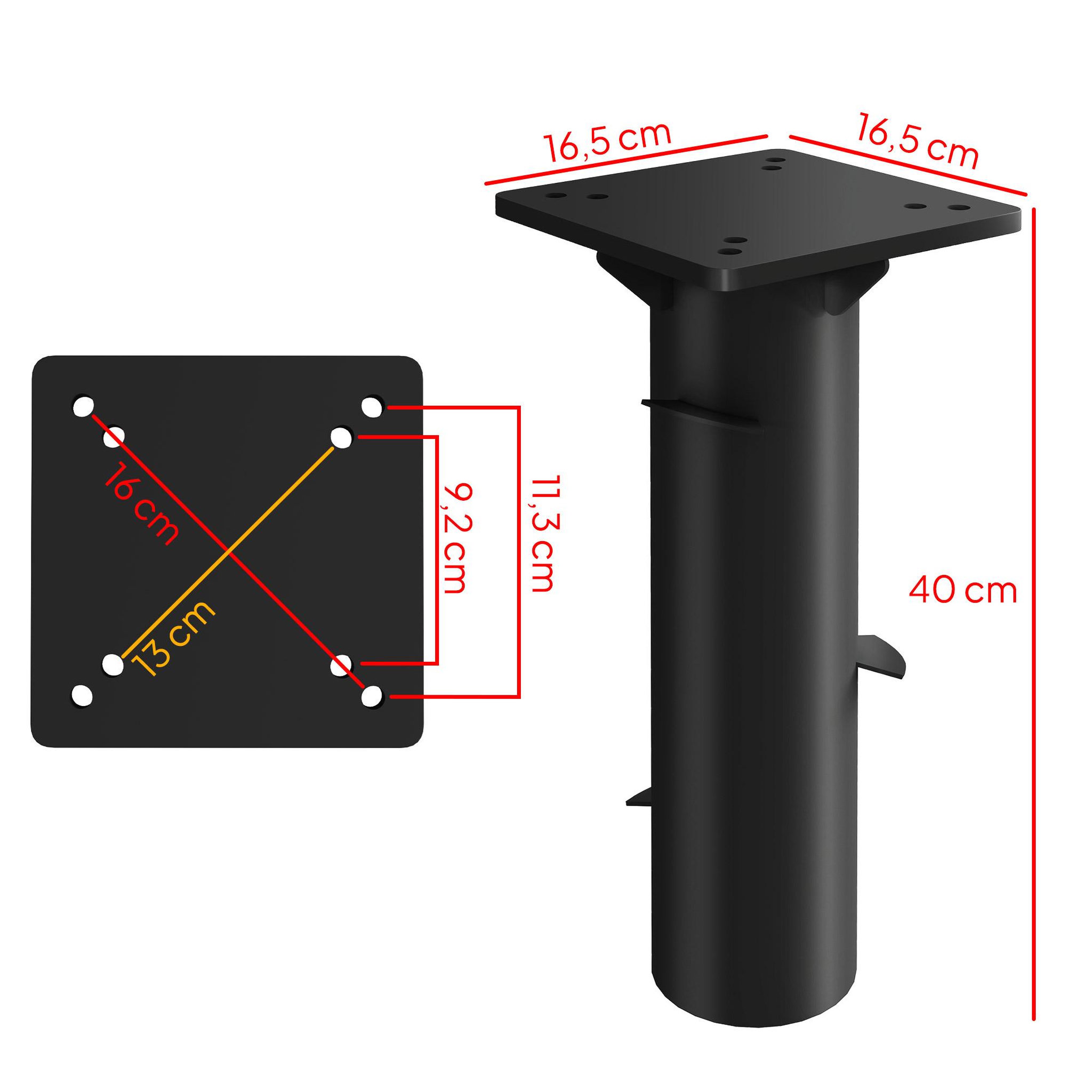 Voir la diapositive 3 : OUTSUNNY Pied pour parasol déporté à insérer dans la base d'ancrage dim. 16,5L x 16,5l x 40H cm métal galvanisé anthracite