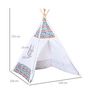 Voir la diapositive 3 : HOMCOM Tente teepee indien enfant style graphique - dim. 1,2L x 1,2I x 1,55H m - porte refermable, fenêtre - structure bois, toile polyester coton blanc multicolore