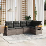 VIDAXL Salon de jardin 5 pcs avec coussins gris resine tressee