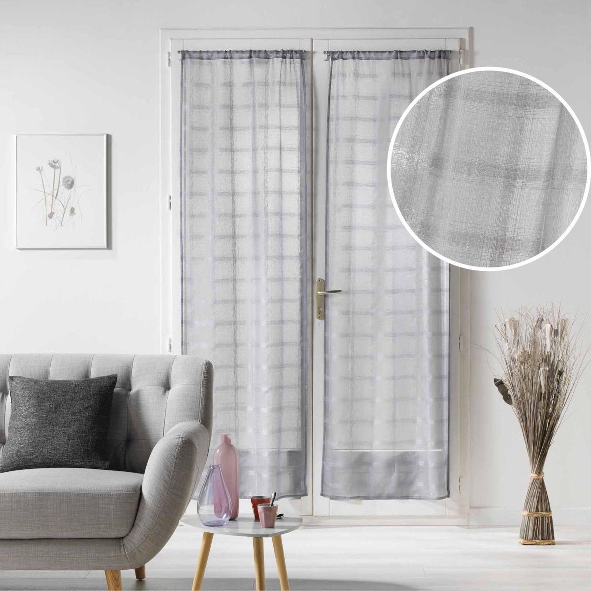 Voir la diapositive 4 : Douceur d'Intérieur Paire de voilages passe-tringle  candide  70x240cm gris