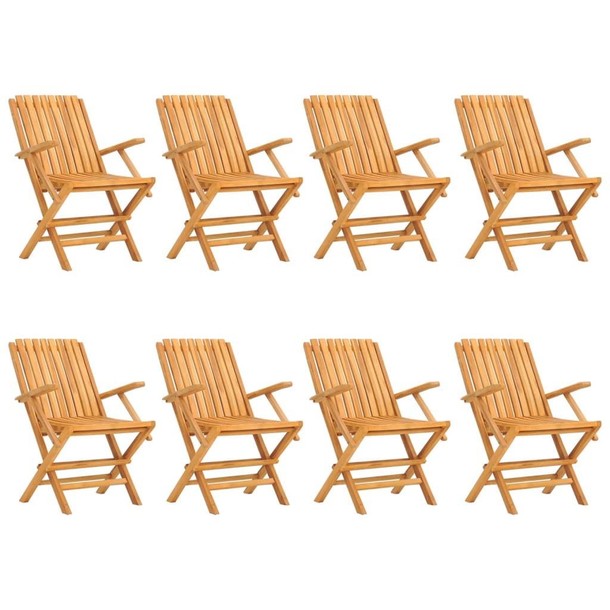 Voir la diapositive 2 : VIDAXL Chaises de jardin pliantes lot de 8 61x67x90cm bois massif teck