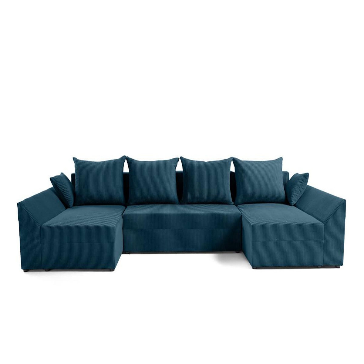 BEST MOBILIER Mike - canapé panoramique en u - 7 places - convertible avec coffre - en velours côtelé