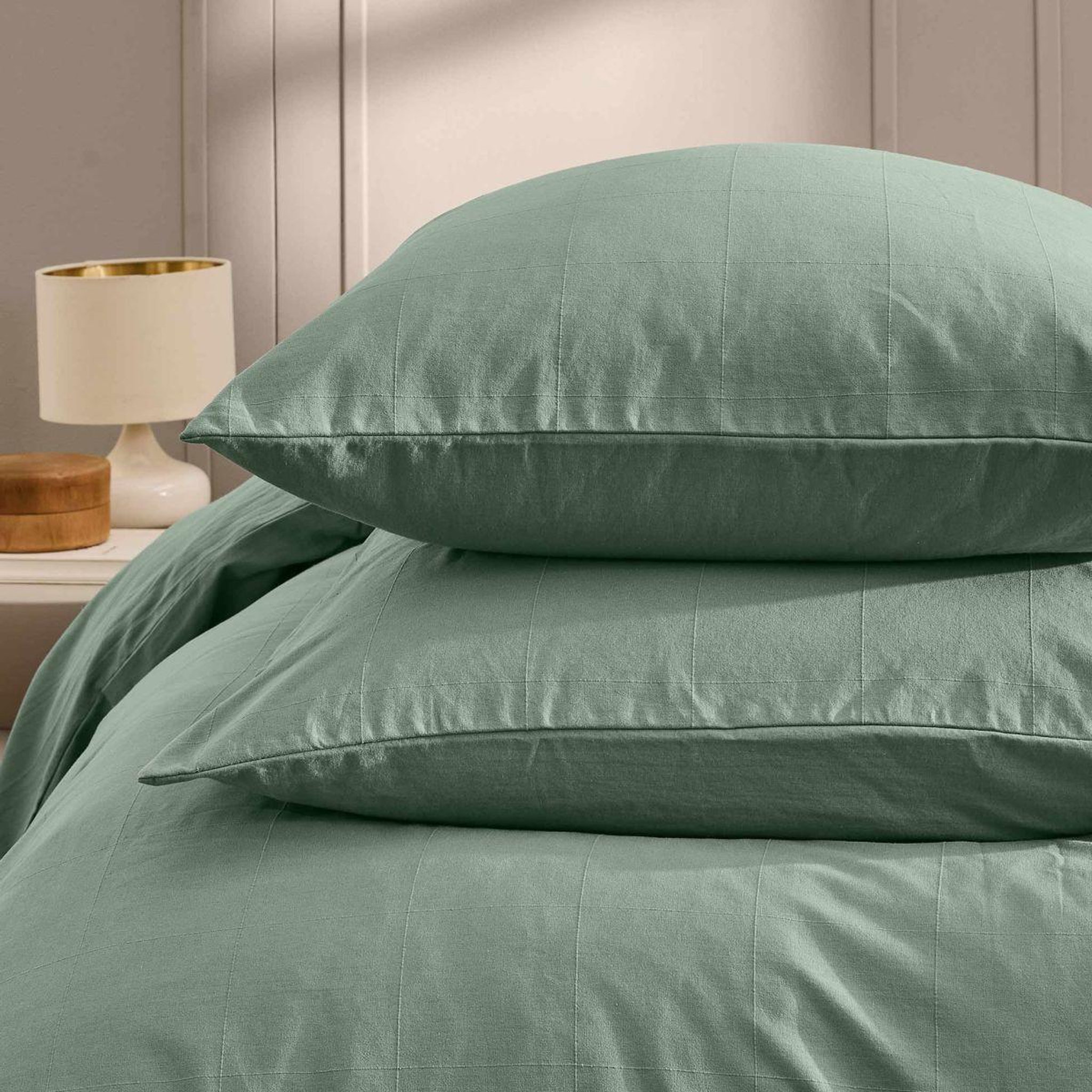 Voir la diapositive 4 : Douceur d'Intérieur Parure de lit 3 pièces  linella  240x220cm sauge