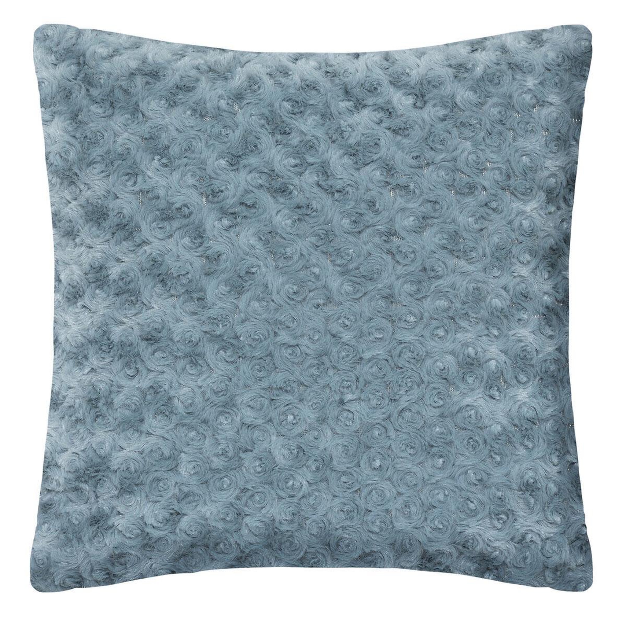 ATMOSPHERA Coussin imitation fourrure  bouclée  45x45cm bleu orage