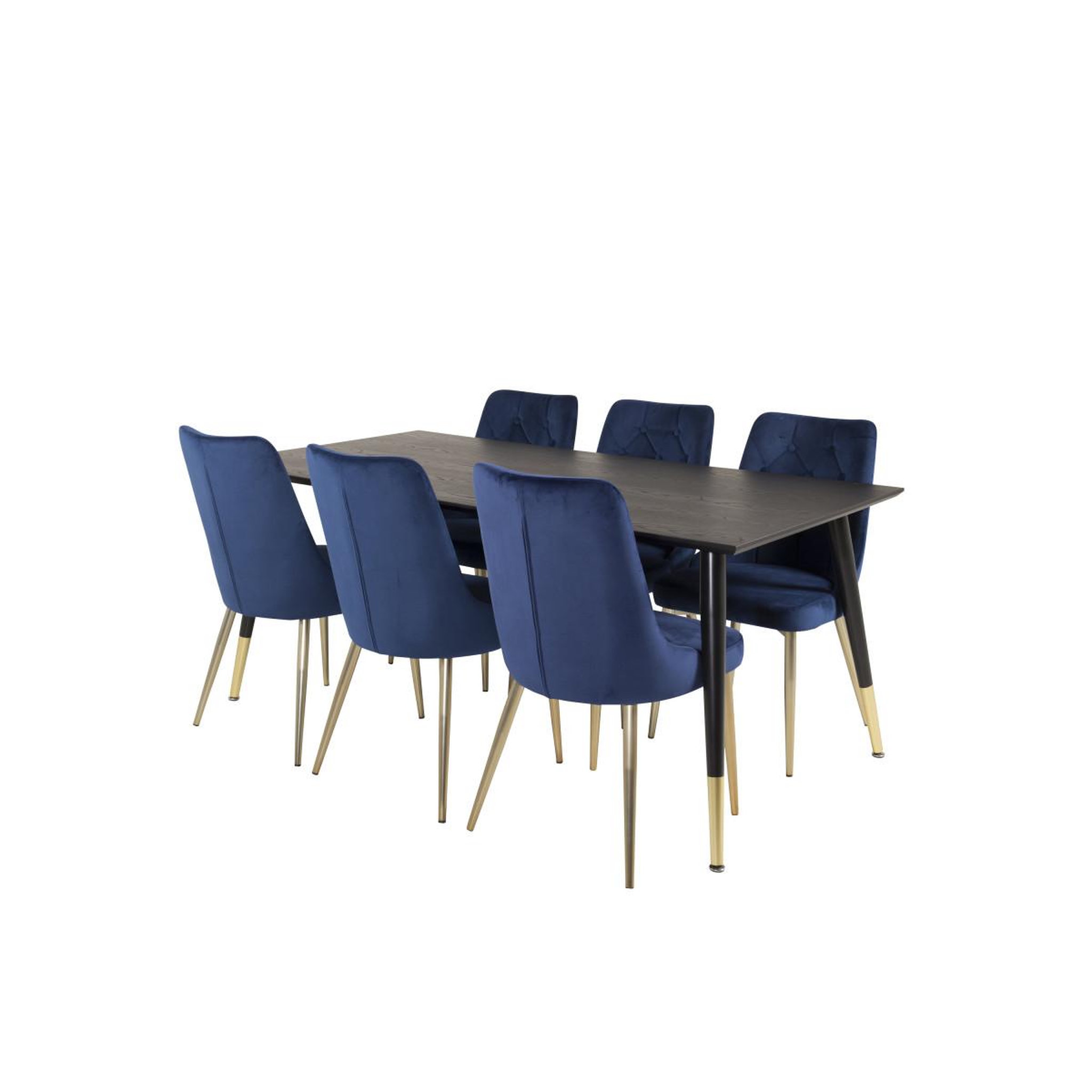 Voir la diapositive 3 : Paris Prix Ensemble table à manger & 6 chaises  dipp & deluxe  180cm noir & bleu