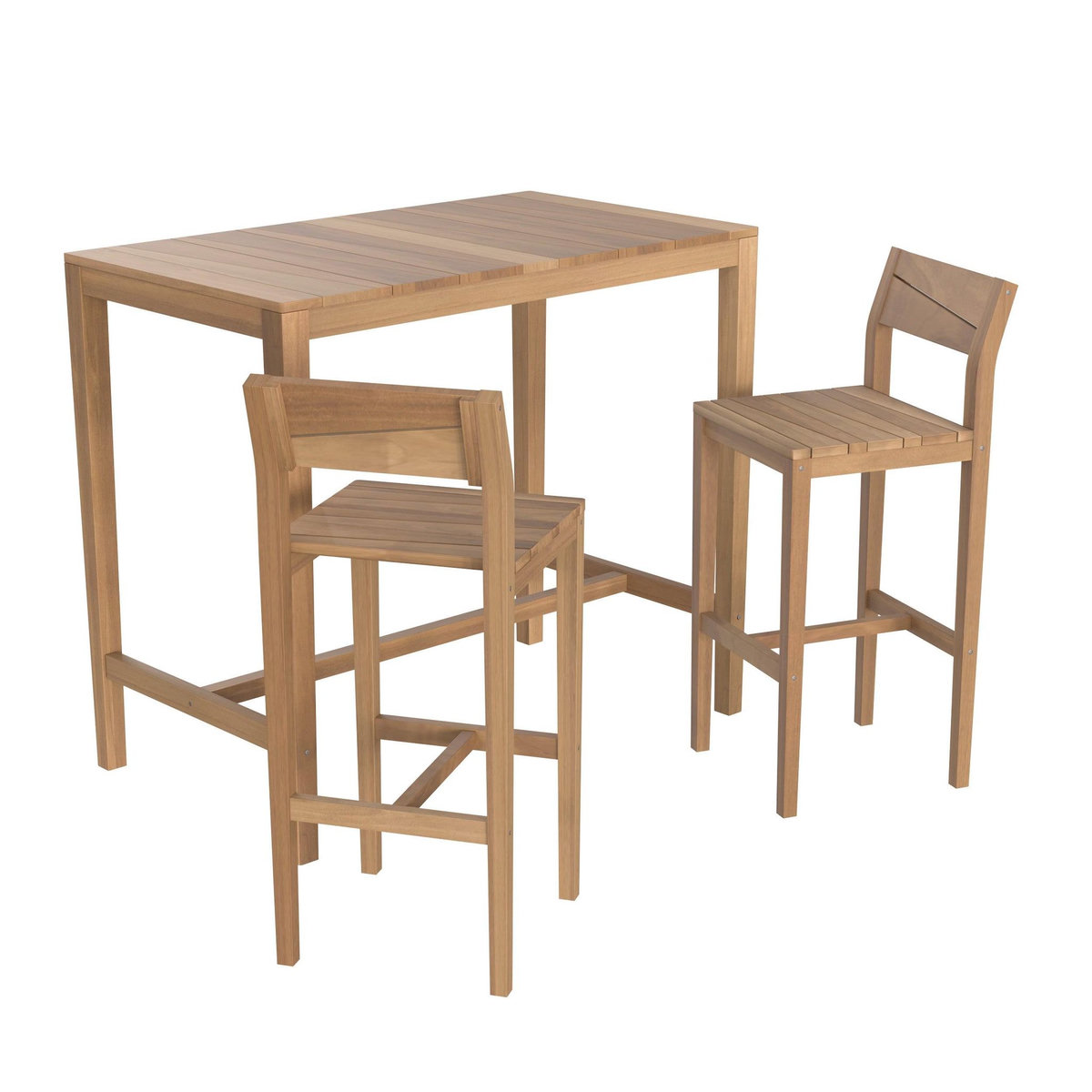 Rendez vous déco Table et chaises de bar extérieur 4 personnes en teck massif-Tunga