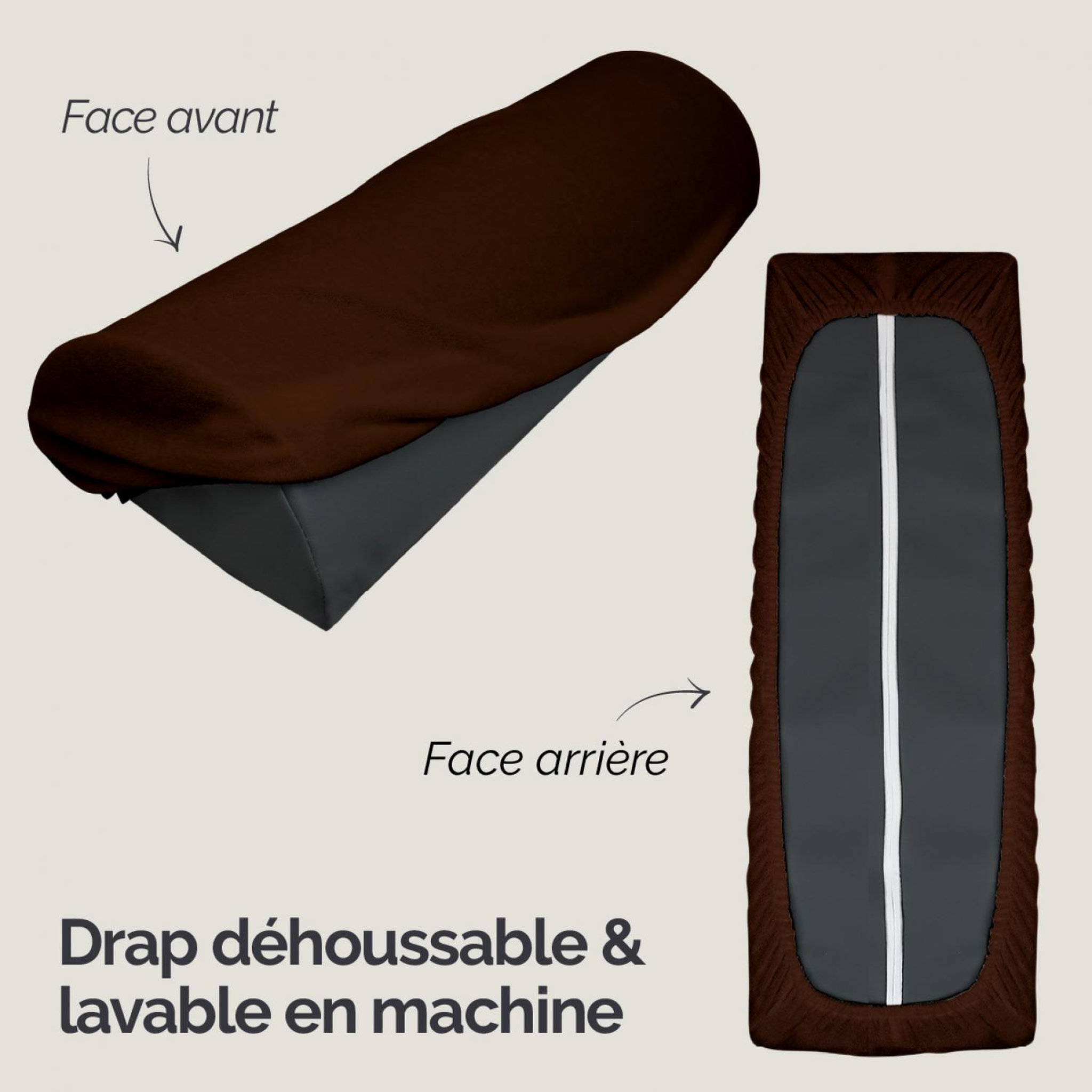 Voir la diapositive 3 : VIVEZEN Drap housse de protection en éponge pour coussin demi-rond 66 cm x 22 cm x 12 cm de table de massage