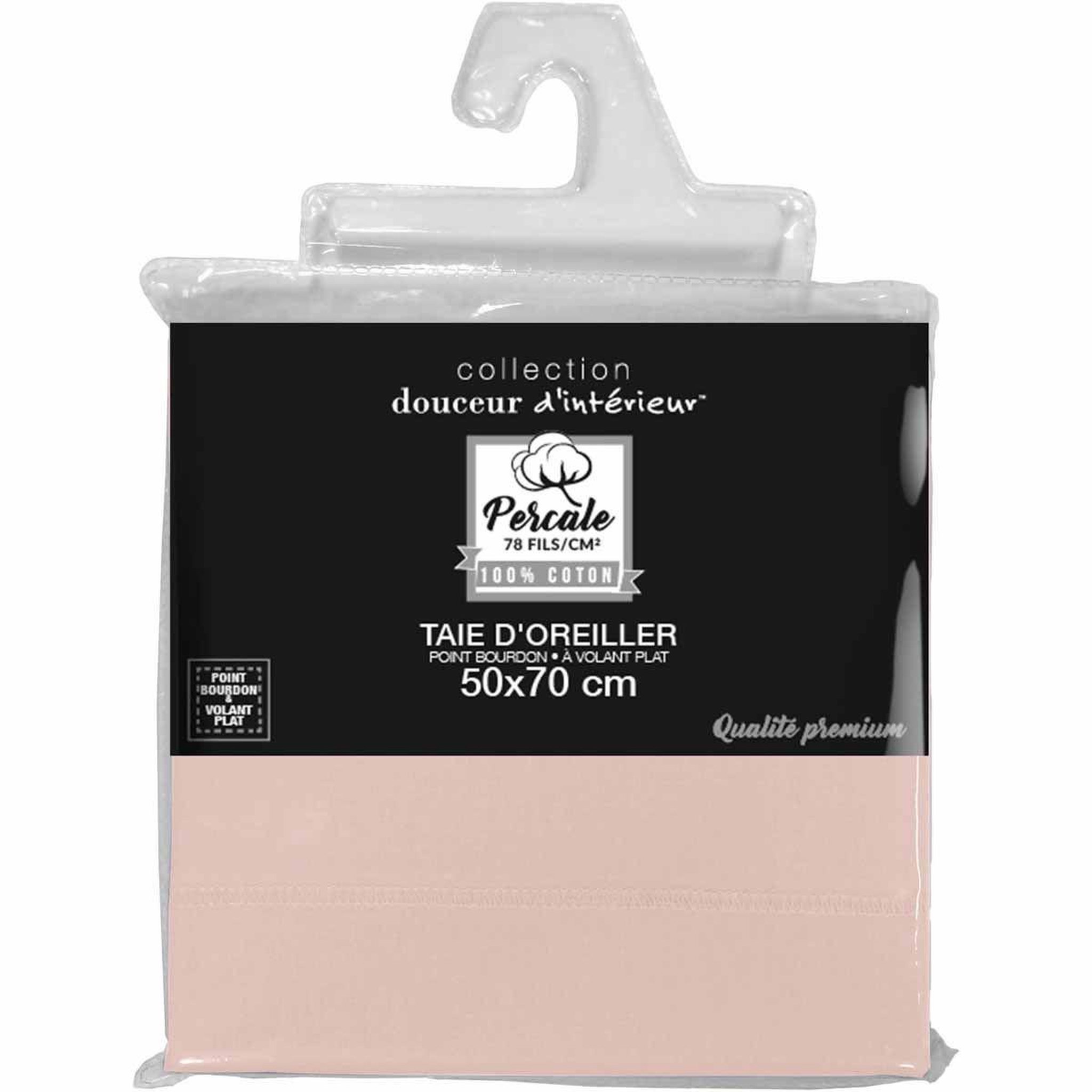 Voir la diapositive 4 : Douceur d'Intérieur Taie d'oreiller  percaline  50x70cm rose