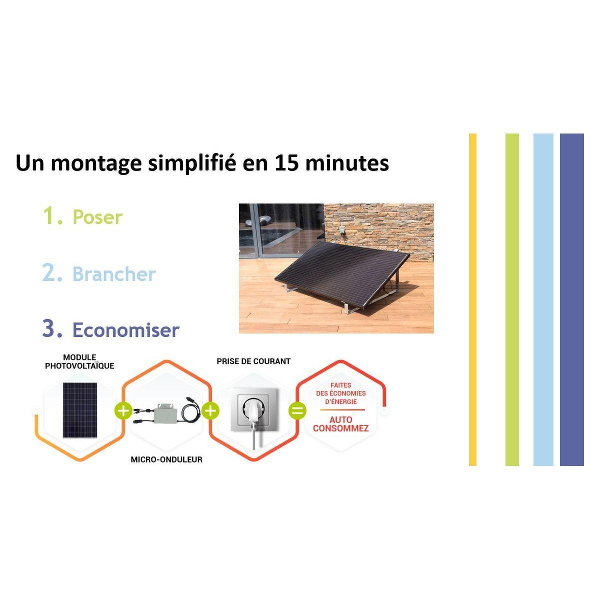 Voir la diapositive 4 : SOLAR ENERGYKIT Panneau solaire Kit démarrage 370W mural ou à poser
