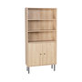 Voir la diapositive 1 : SWEEEK Bibliothèque décor bois rainuré et métal noir 2 portes 5 étagères H170.5cm