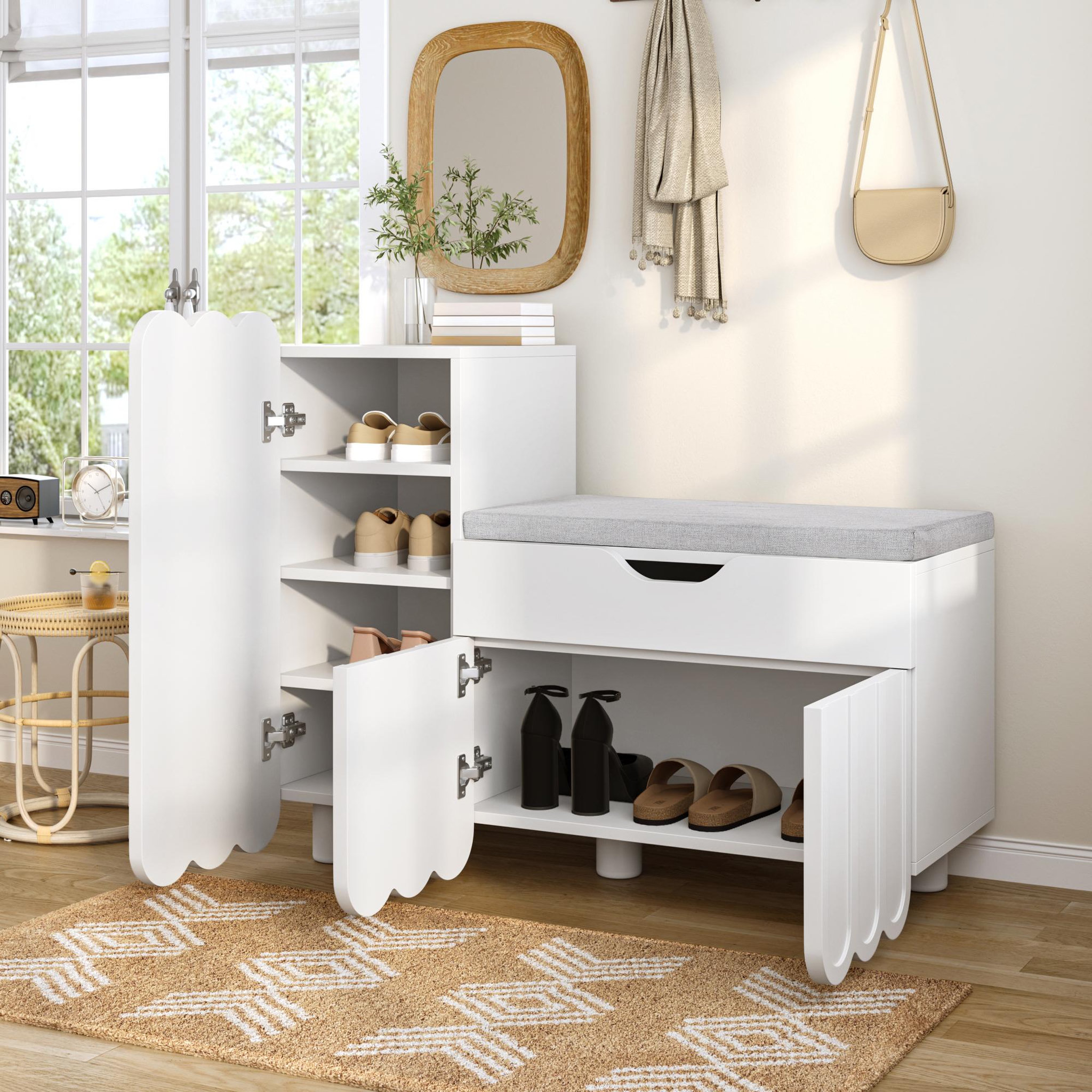 Voir la diapositive 5 : MERAX Meuble à chaussures 7 paires coloris blanc mdf
