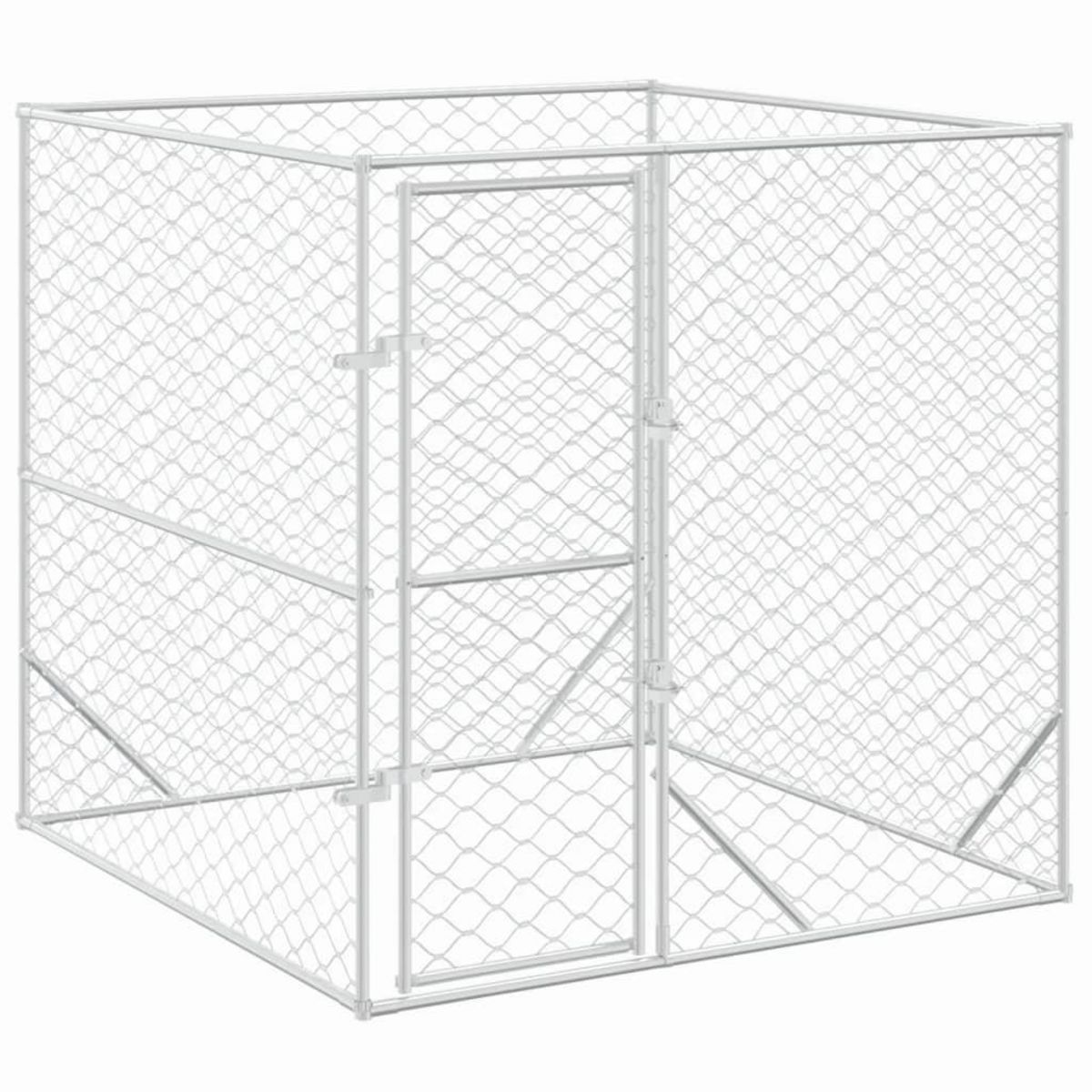 VIDAXL Chenil d'exterieur pour chiens argente 2x2x2 m acier galvanise