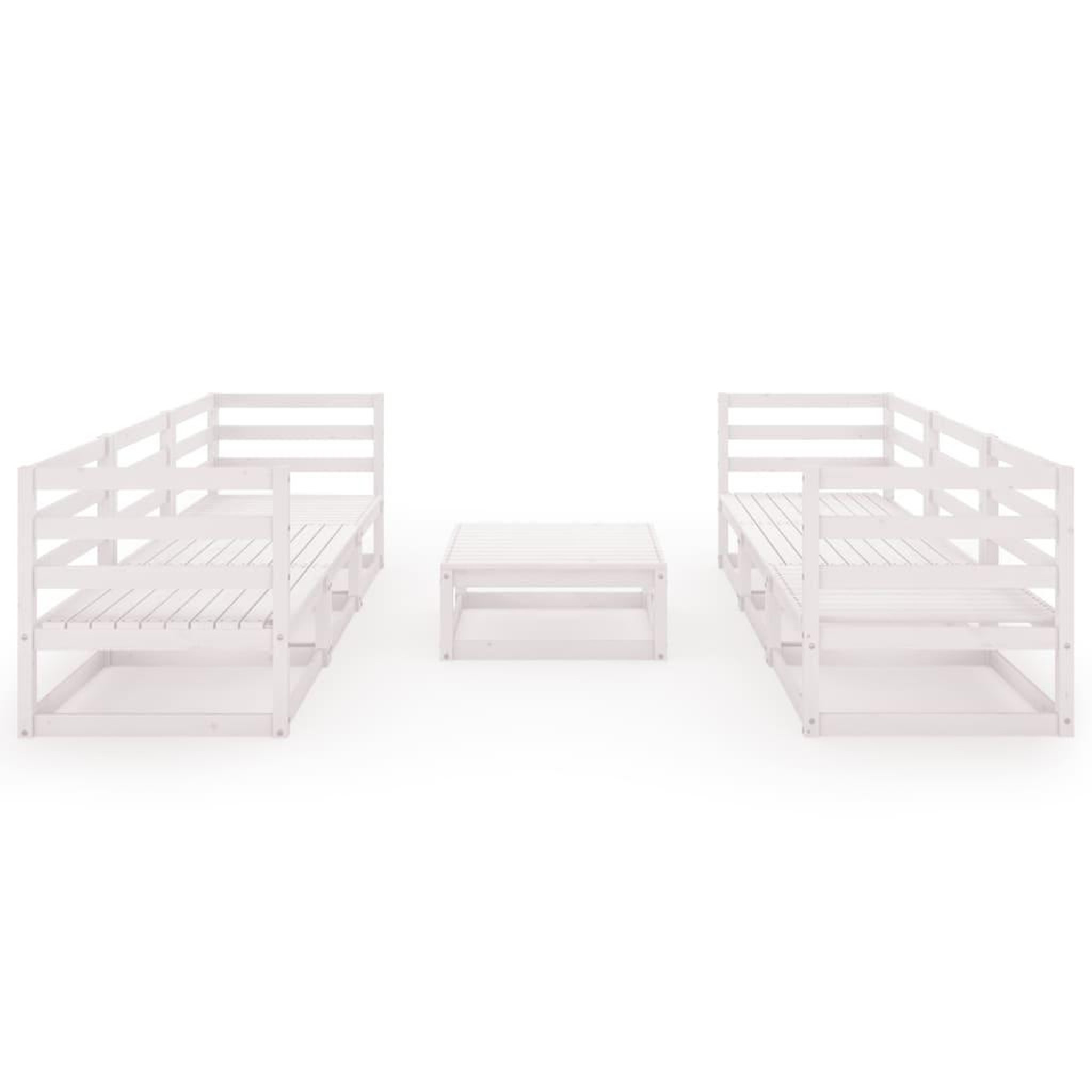 Voir la diapositive 3 : VIDAXL Salon de jardin 7 pcs Blanc Bois de pin massif