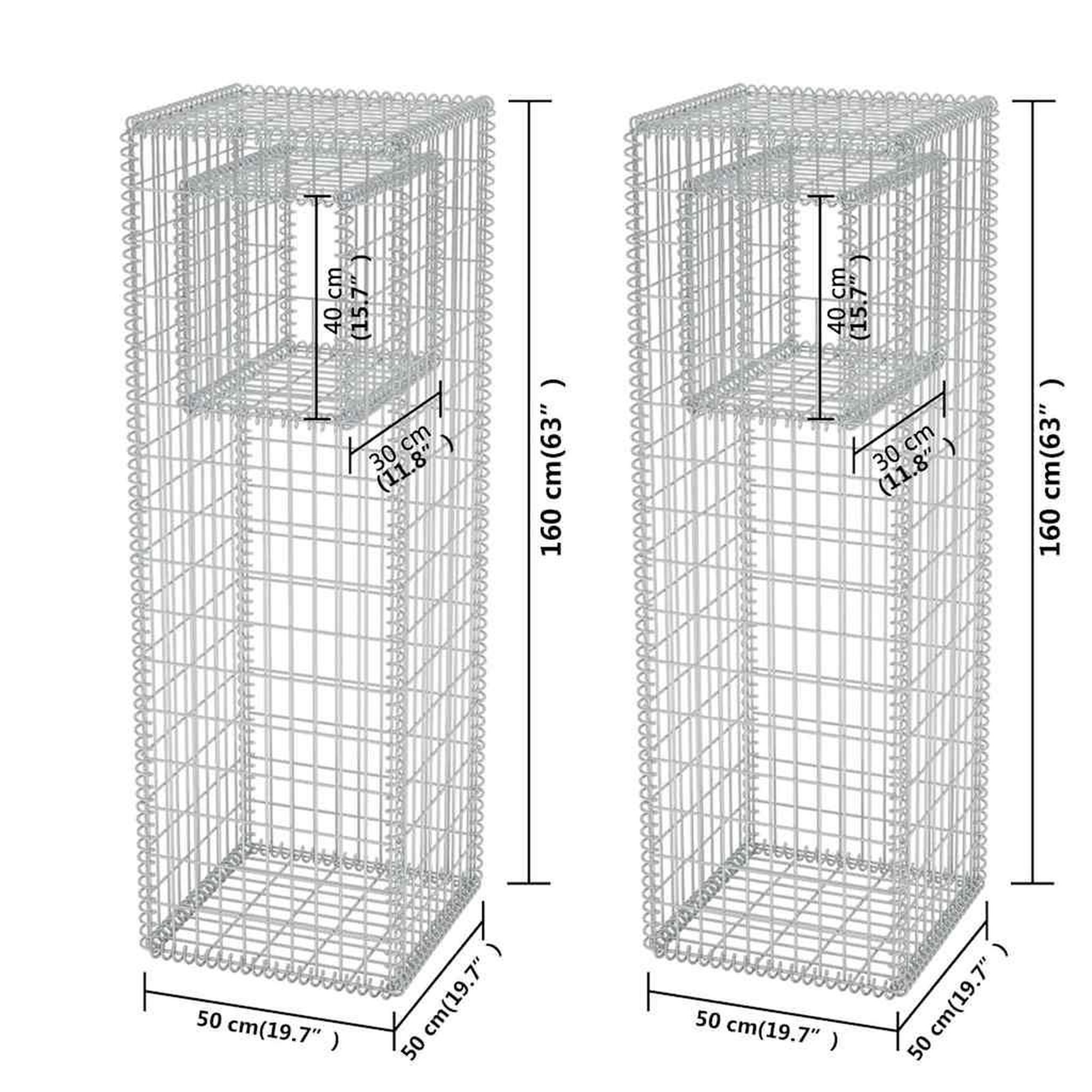 Voir la diapositive 6 : VIDAXL Jardiniere/poteau de panier de gabion 2 pcs acier 50x50x160 cm