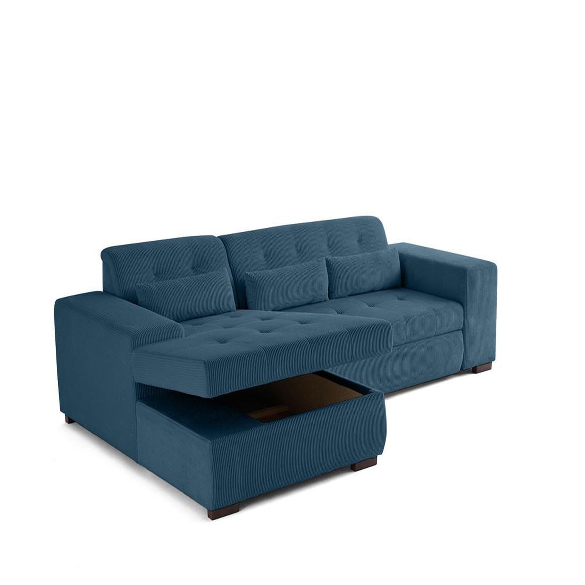 Voir la diapositive 4 : LISA DESIGN Vermont - canapé d'angle gauche - 4 places - convertible avec coffre - en velours côtelé