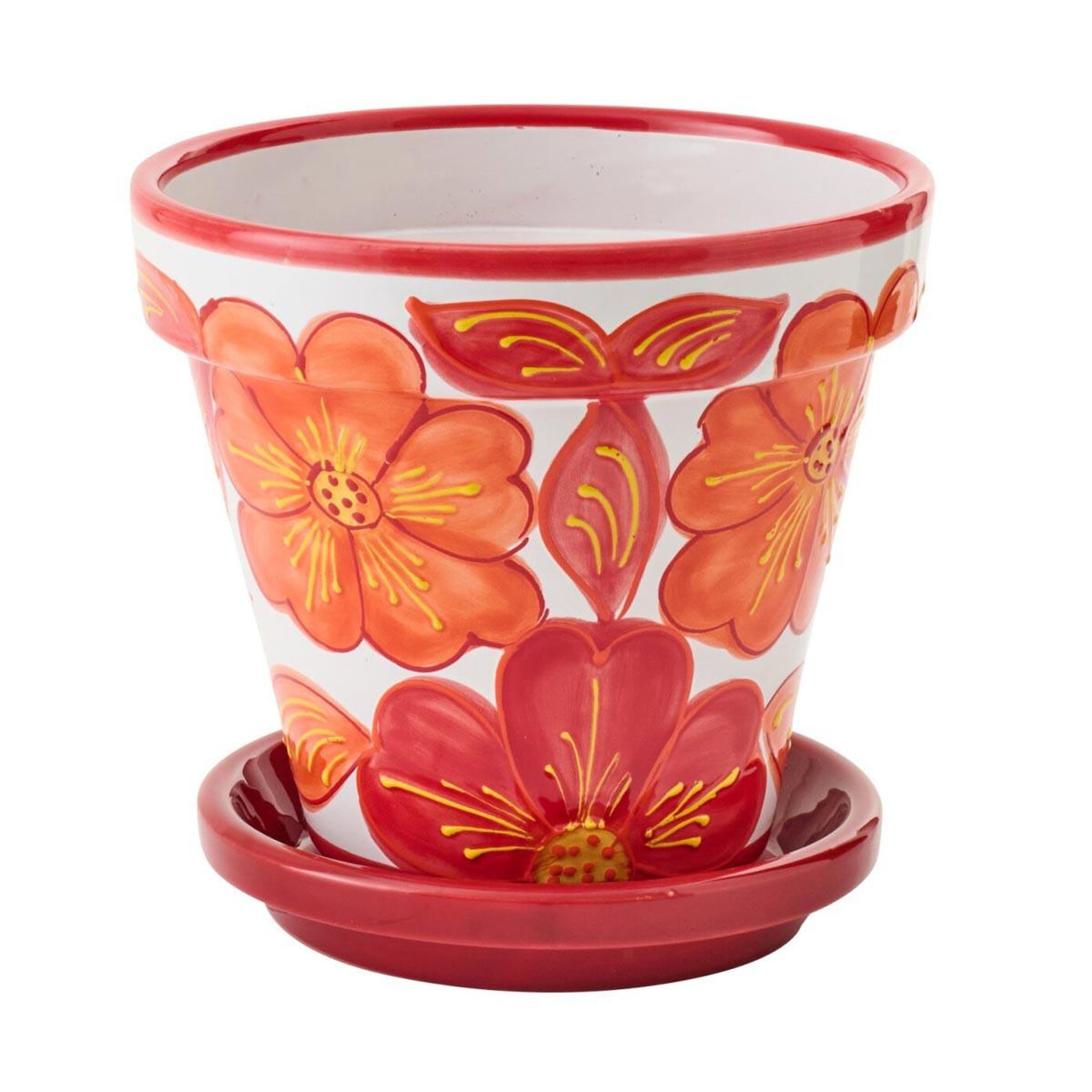 J-LINE Cache-pot avec soucoupe  bennie  27cm orange