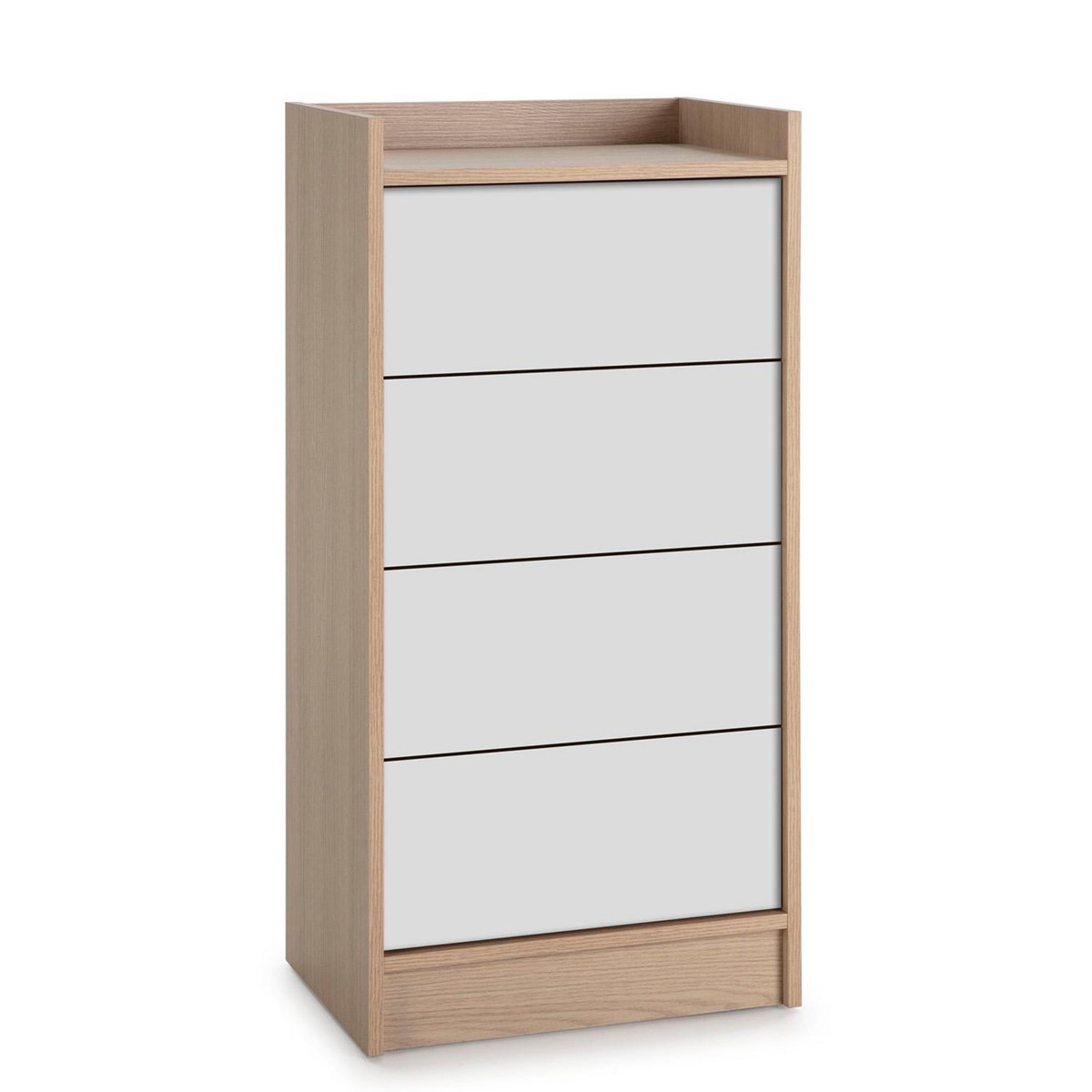 VS VENTA-STOCK Chiffonnier Moscú de 4 tiroirs, Couleur Chêne/Blanc, 45 cm Largeur