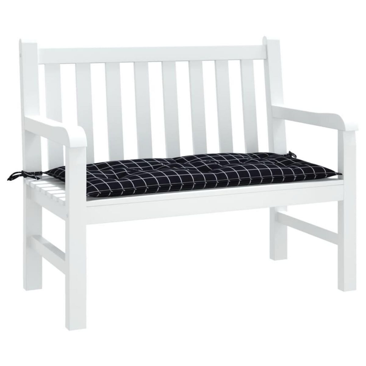 VIDAXL Coussin de banc de jardin carreaux noir 100x50x7cm tissu oxford