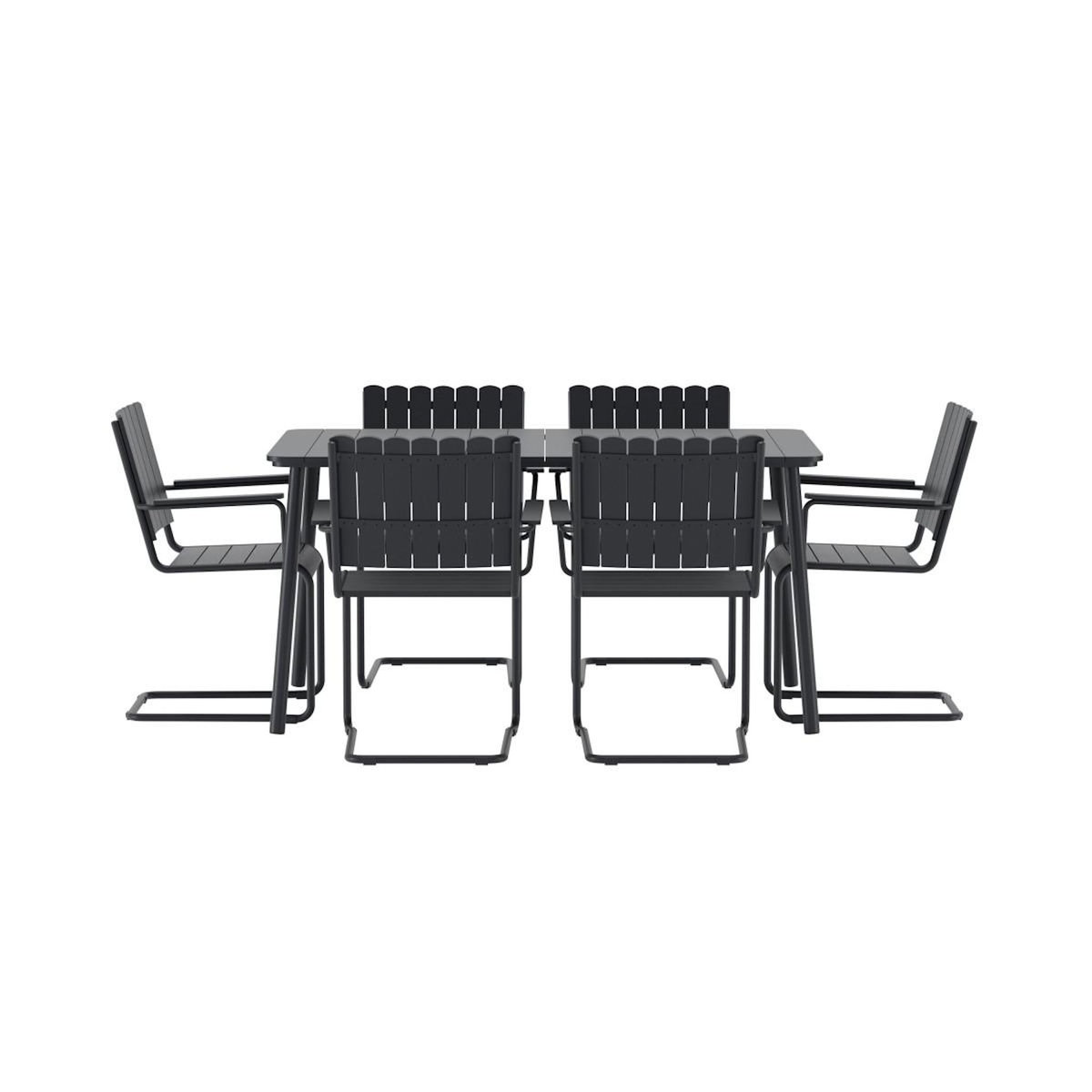 Paris Prix Ensemble Table de Jardin & 6 Chaises  Holmsund  150cm Noir