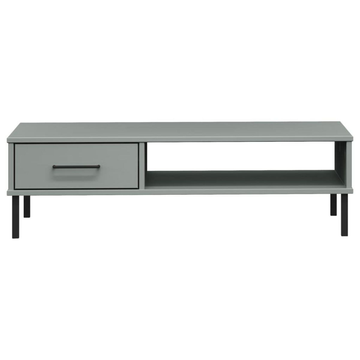 VIDAXL Table basse avec pieds en metal Gris Bois pin massif OSLO