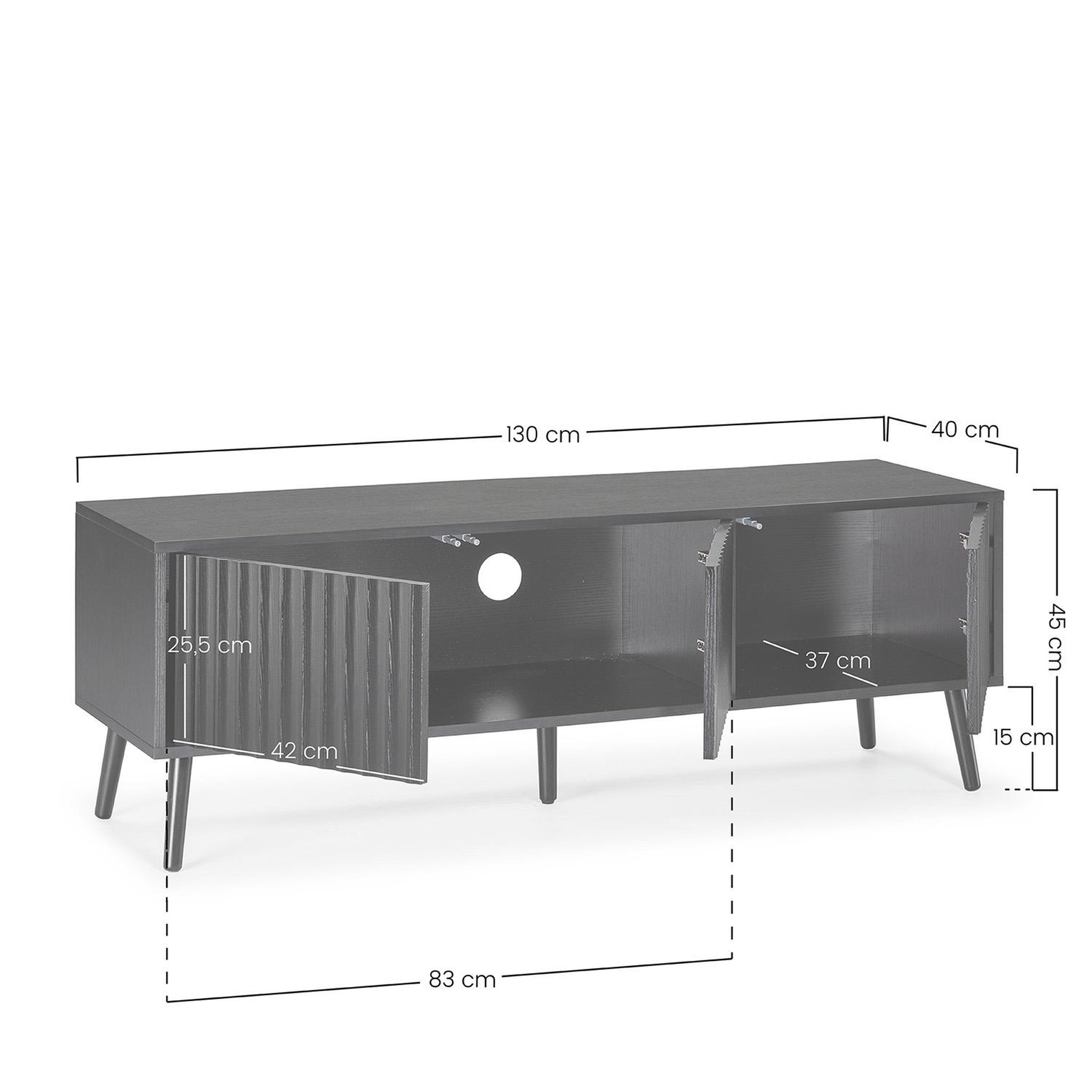 Voir la diapositive 2 : VS VENTA-STOCK Meuble TV Lluvia 3 portes couleur noir
