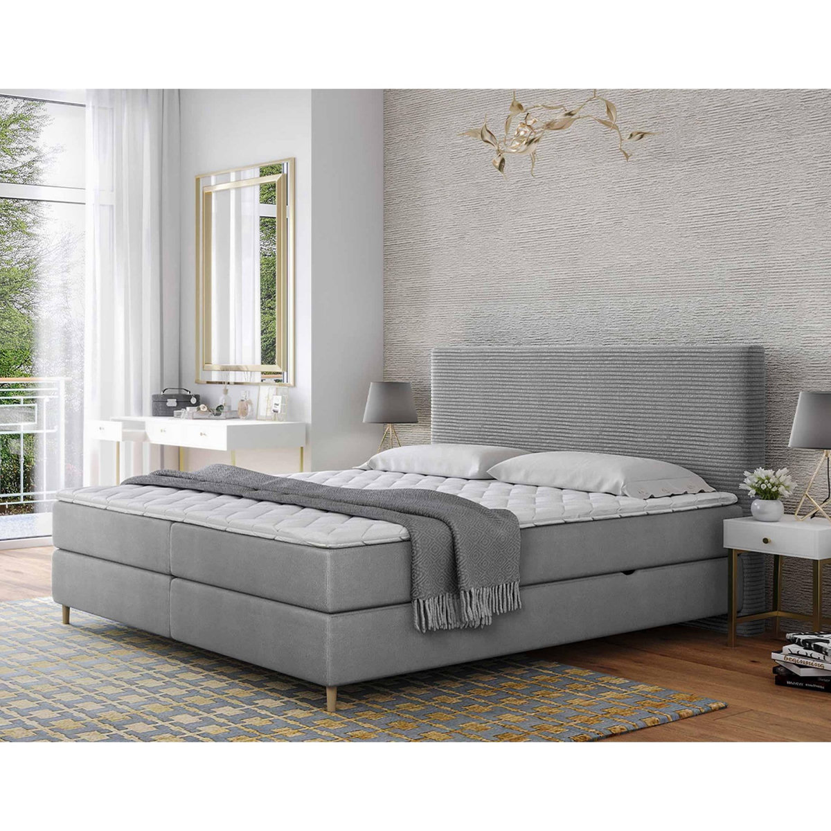 BEST MOBILIER Rafaela - lit boxspring - 180x200 - coffres et surmatelas inclus - en velours