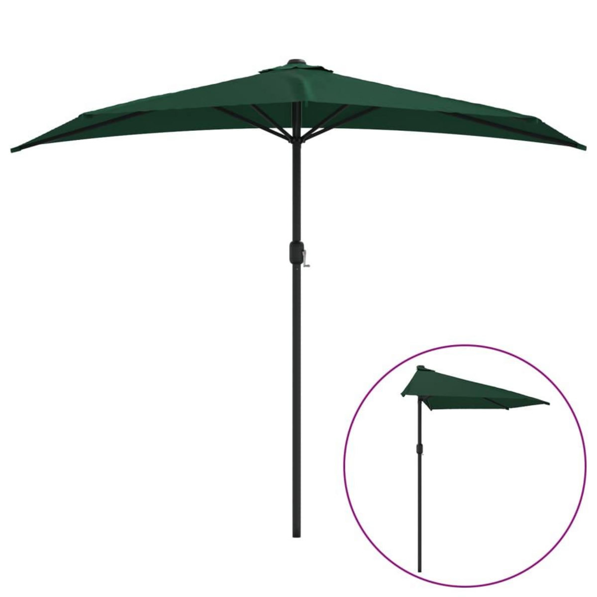 VIDAXL Parasol de balcon avec mat en aluminium Vert 270x144 cm Demi