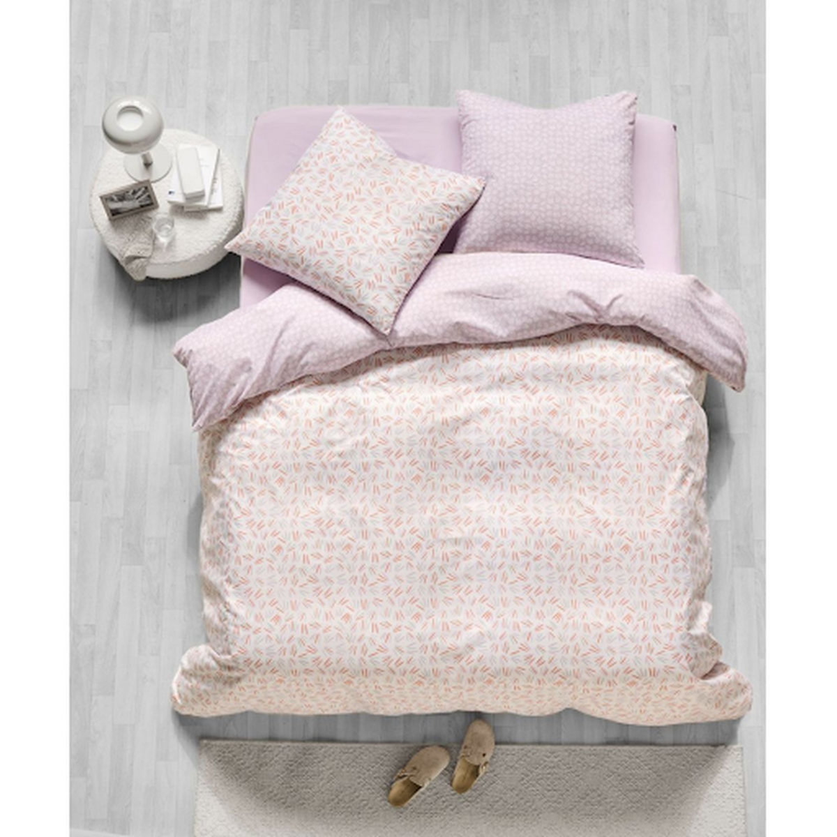 ACTUEL Parure housse de couette en microfibre motif floral PASTILLE