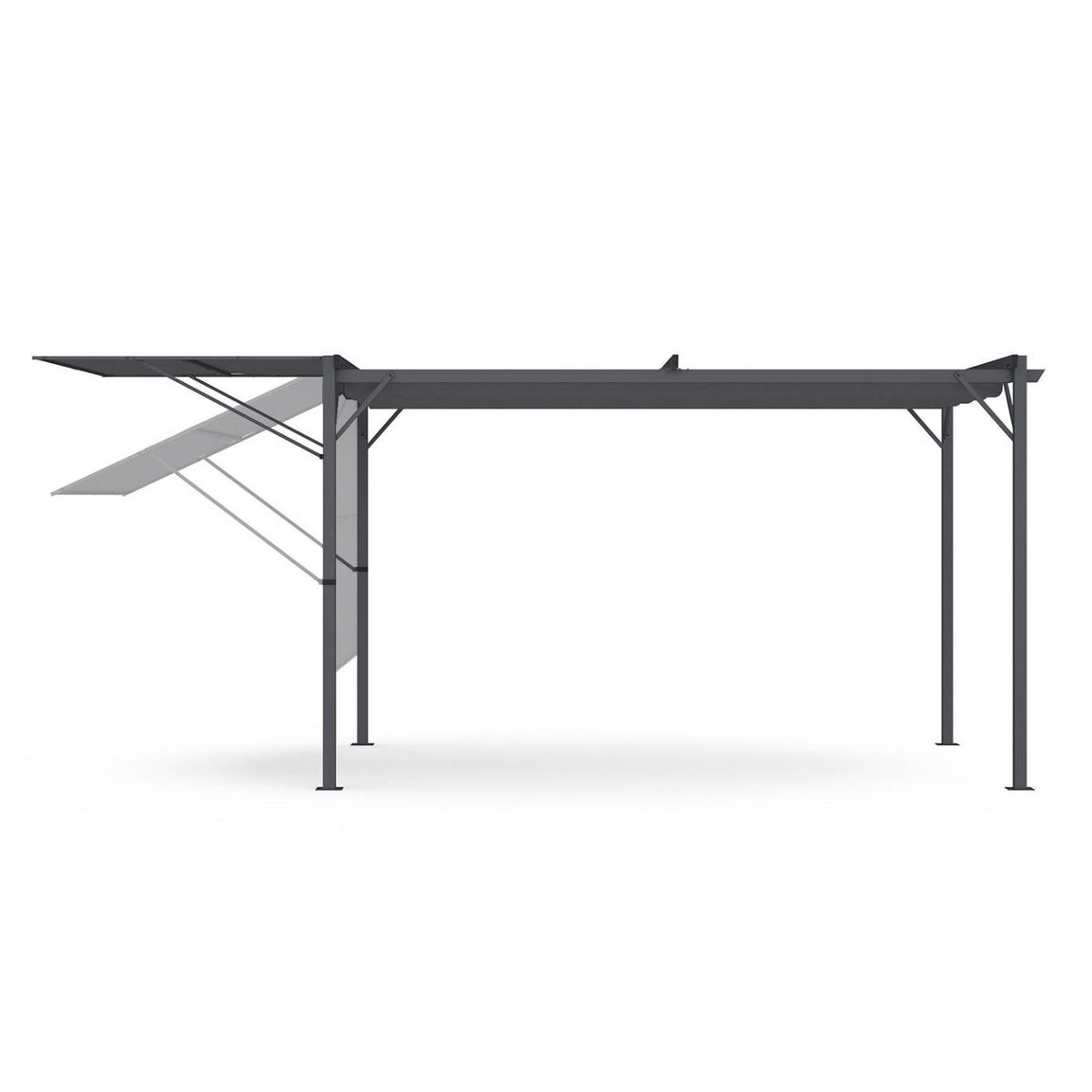 ID MARKET Pergola édition originale auvent réglable et toit rétractable 3x4M gris anthracite