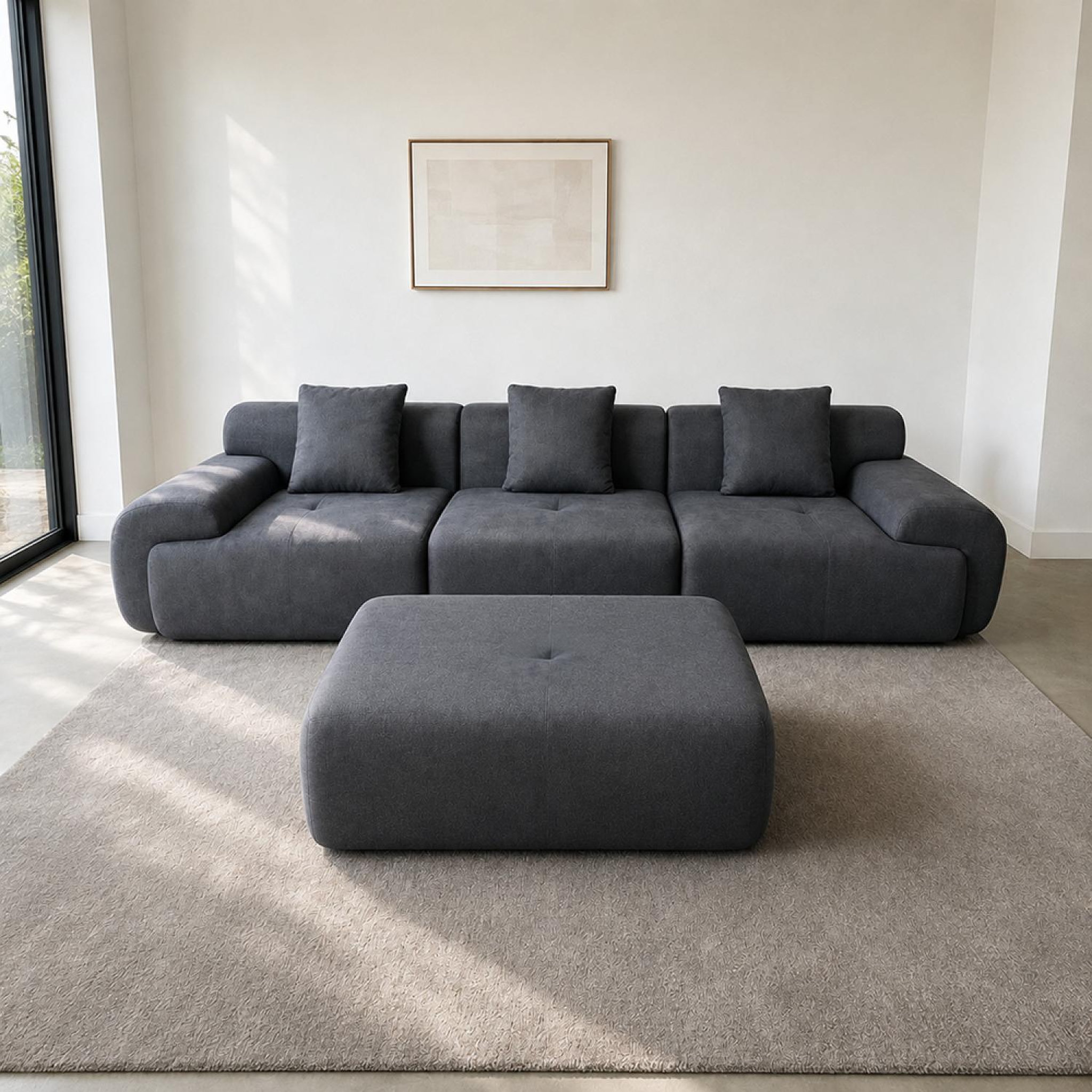 Voir la diapositive 6 : CONCEPT USINE Canapé nuage compressé modulable en tissu chenille gris 4-5 places sheffield