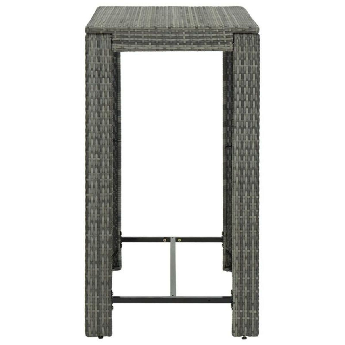 VIDAXL Table de bar de jardin Gris 100x60,5x110,5 cm Résine tressée