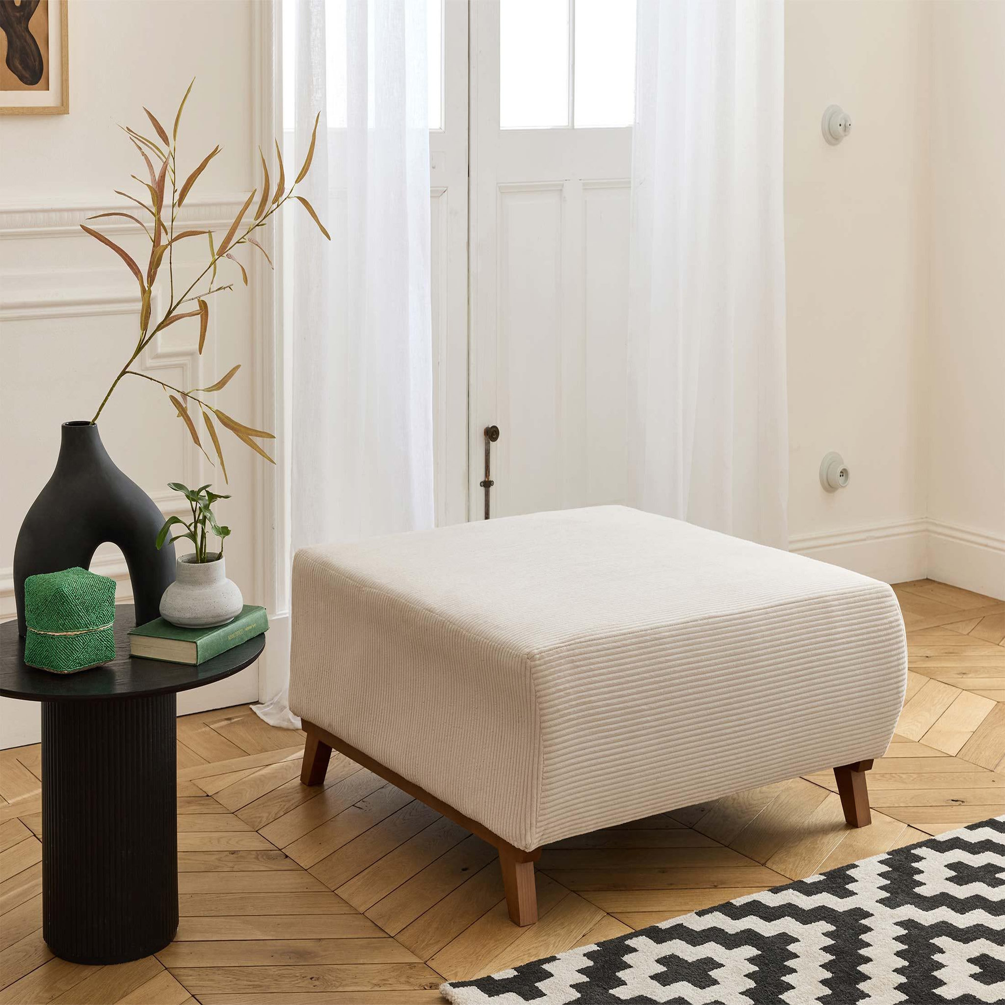 Voir la diapositive 5 : BEST MOBILIER Cristal - pouf modulable - 95 cm - en velours côtelé