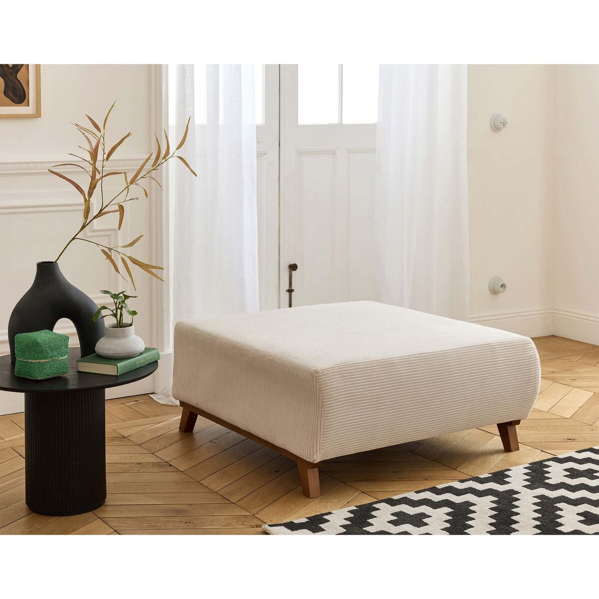 BEST MOBILIER Cristal - pouf modulable - 95 cm - en velours côtelé