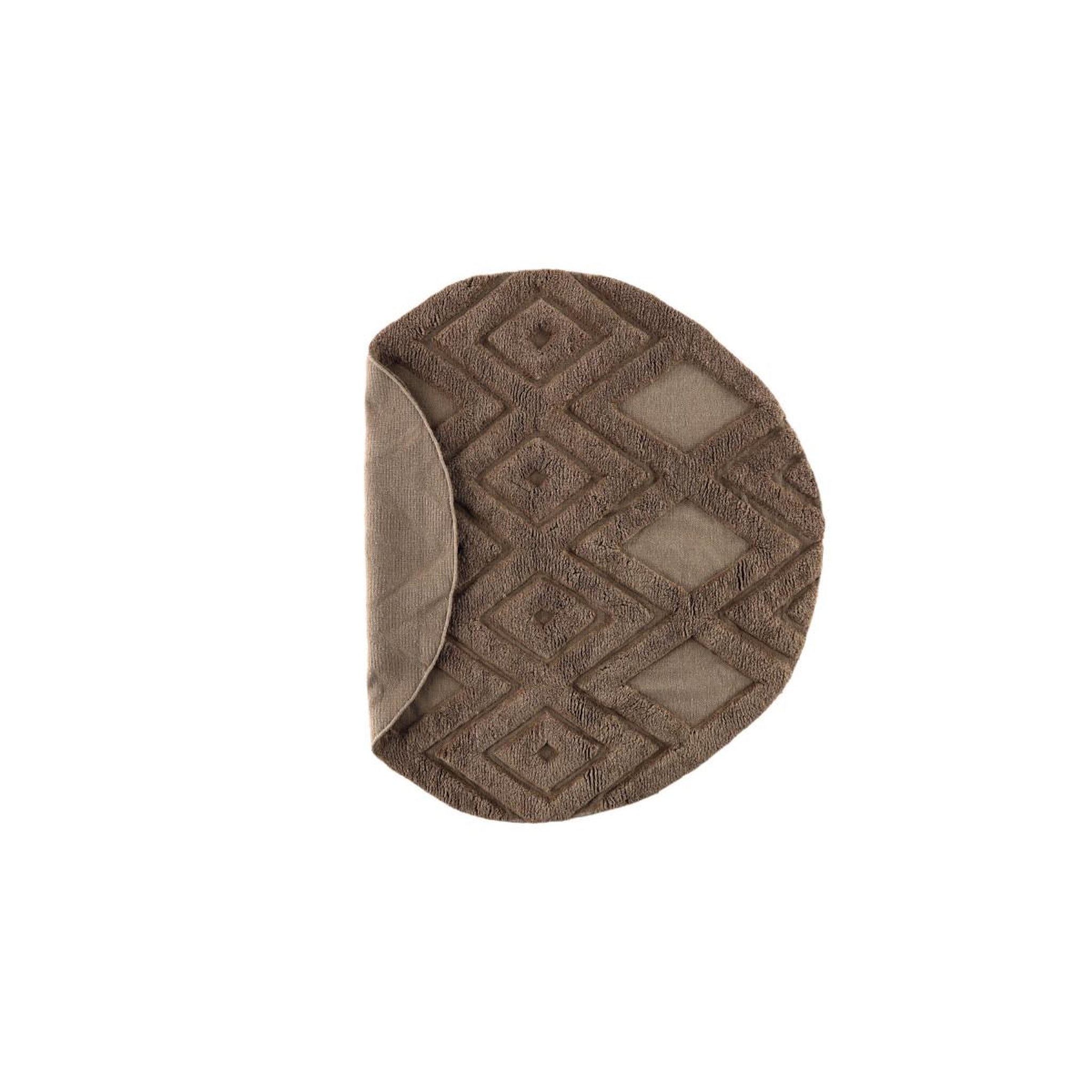 Voir la diapositive 2 : Paris Prix Tapis déco rond en laine  dahlia  200cm marron foncé